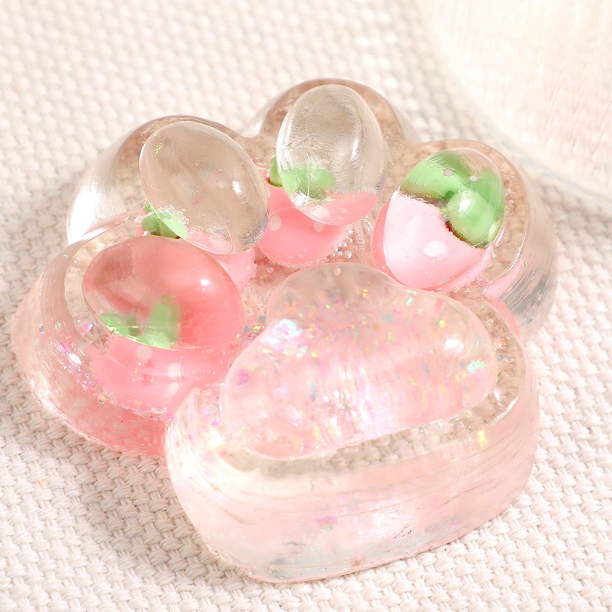 Jucarie Antistres Squishy, Flippy, cu Revenire Lenta, Squeeze Pinch Family, Model Cat Paw, 6.5 x 7 cm, din Tpr, 4-6 Ani, Model 5 Fructe, Transparent [4]