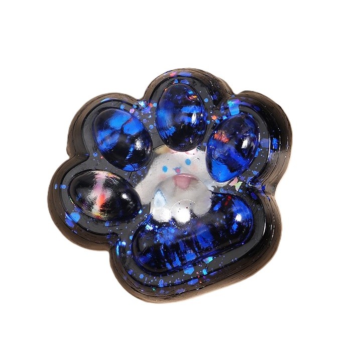 Jucarie Antistres Squishy, Flippy, cu Revenire Lenta, Model Cat Paw, Squeeze Pinch Family, 6.5 x 6 cm, din Tpr, 4-6 Ani, Model 2 Figurine, Negru cu Insertii [1]