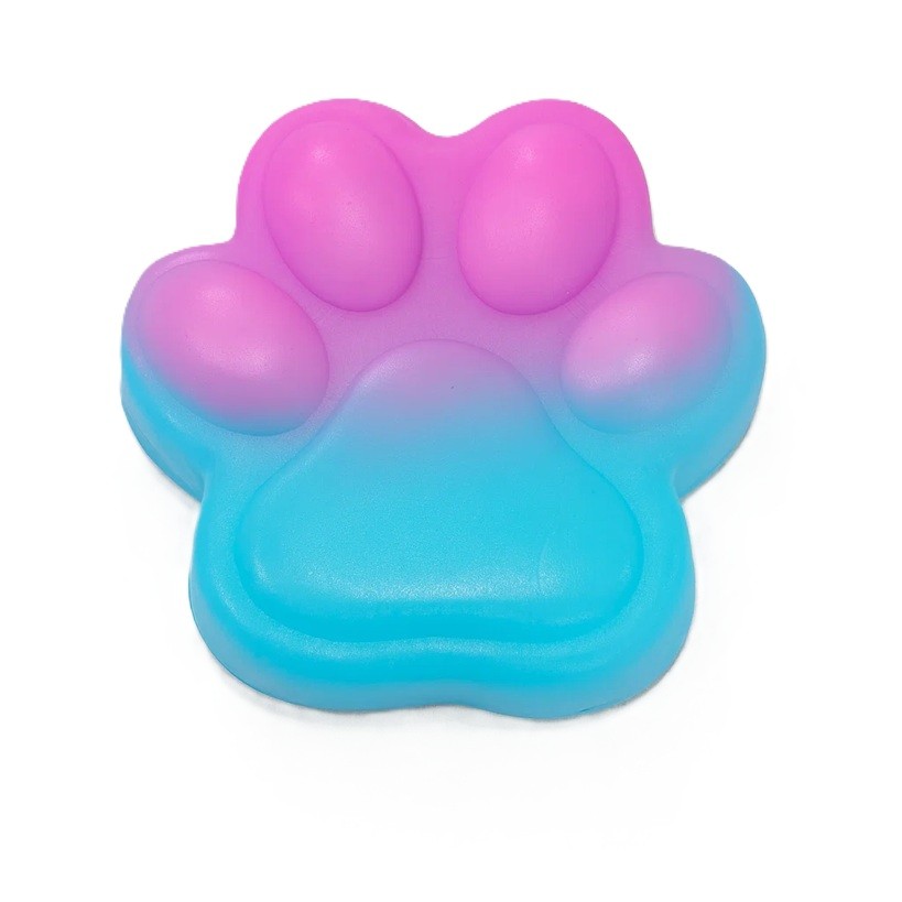 Jucării, copii și bebe - Jucarie Antistres Squishy, Flippy, cu Revenire Lenta, Labuta de Pisica Pufoasa, 7.5 cm, Ambalaj Transparent, Model 270512, Albastru/Roz