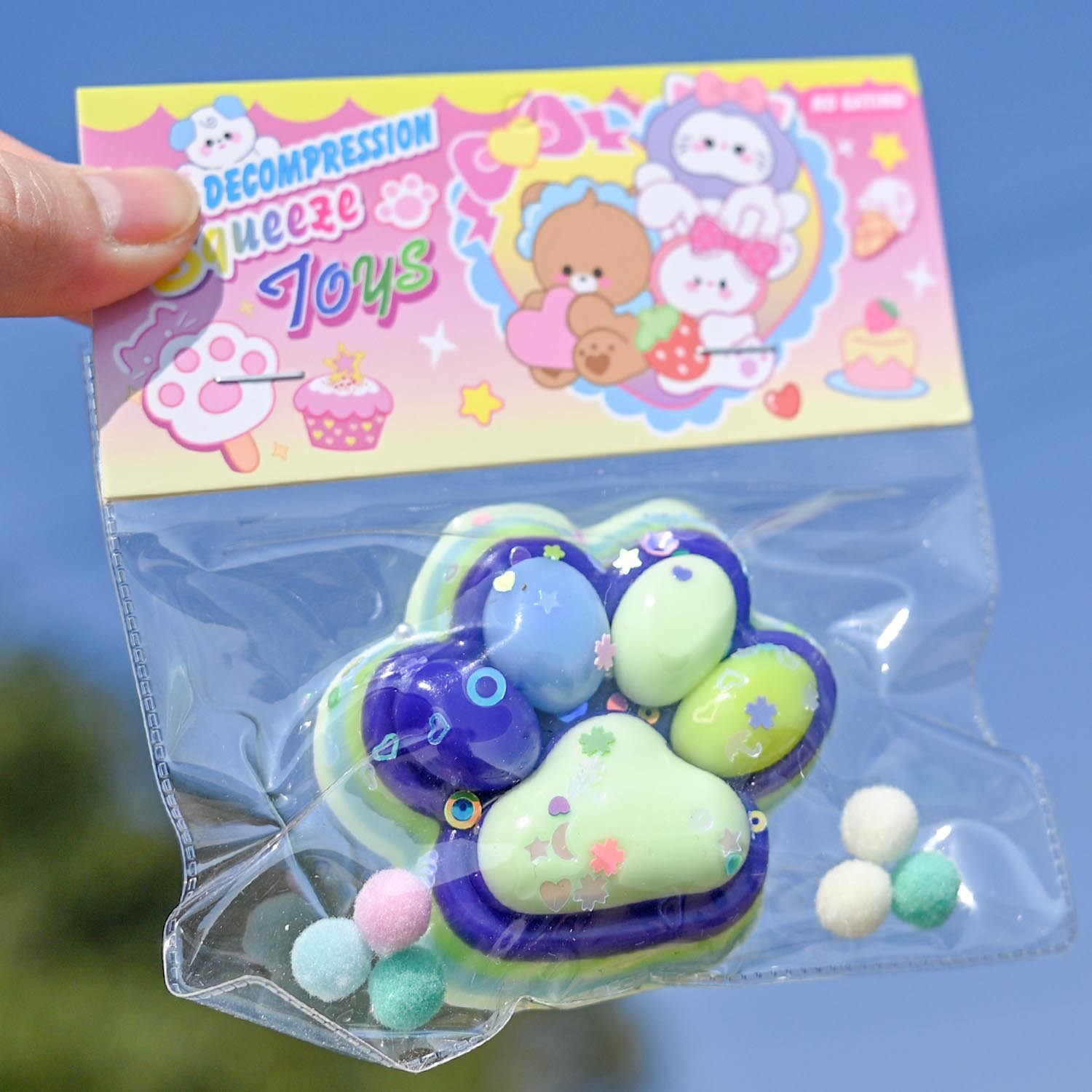 Jucarie Antistres Squishy, Flippy, cu Revenire Lenta, Squeeze Toys, Model Cat Paw, 12.5x10.5 cm, 220g, +3 Ani, din TPR, Model 6, Multicolor [1]