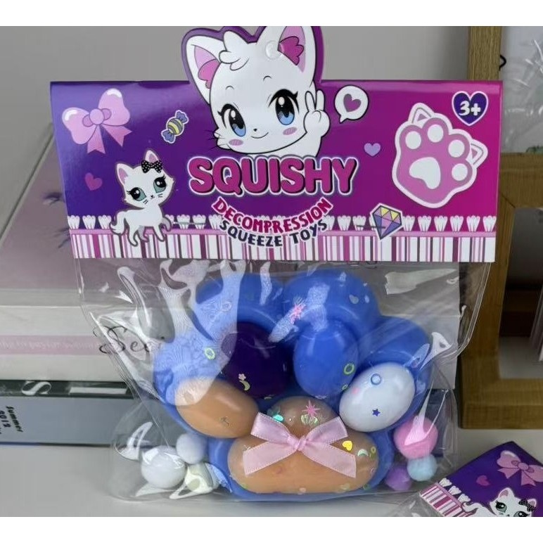 Jucarie Antistres Squishy, Flippy, cu Revenire Lenta, Squeeze Toys, Model Cat Paw, 12.5x10.5 cm, 220g, +3 Ani, din TPR, Model 7, Multicolor [1]