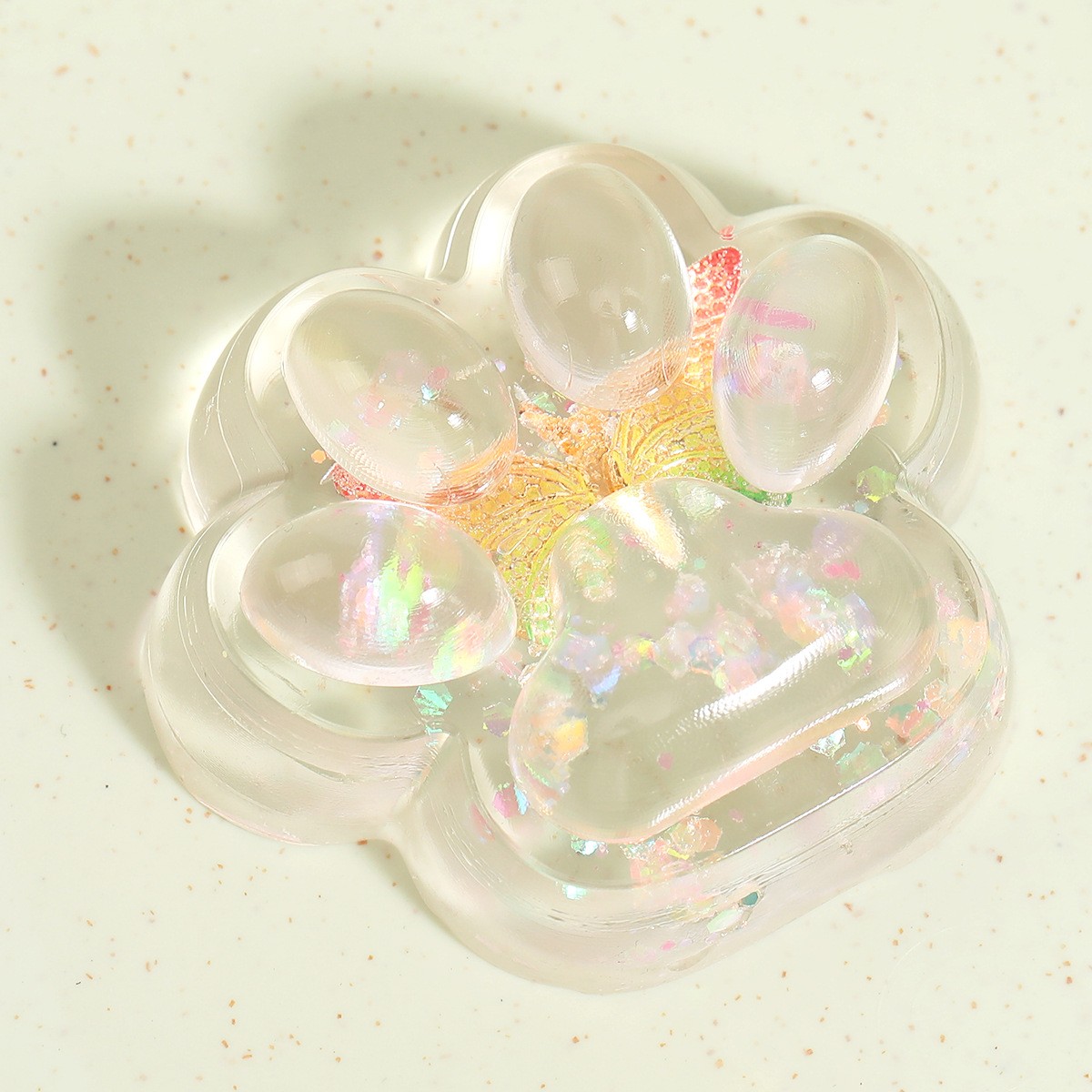 Jucarie Antistres Squishy, Flippy, Labuta de Pisica Pufoasa, cu Revenire Lenta, 7 x 6.5 cm, Model Fluturi, Multicolor [5]