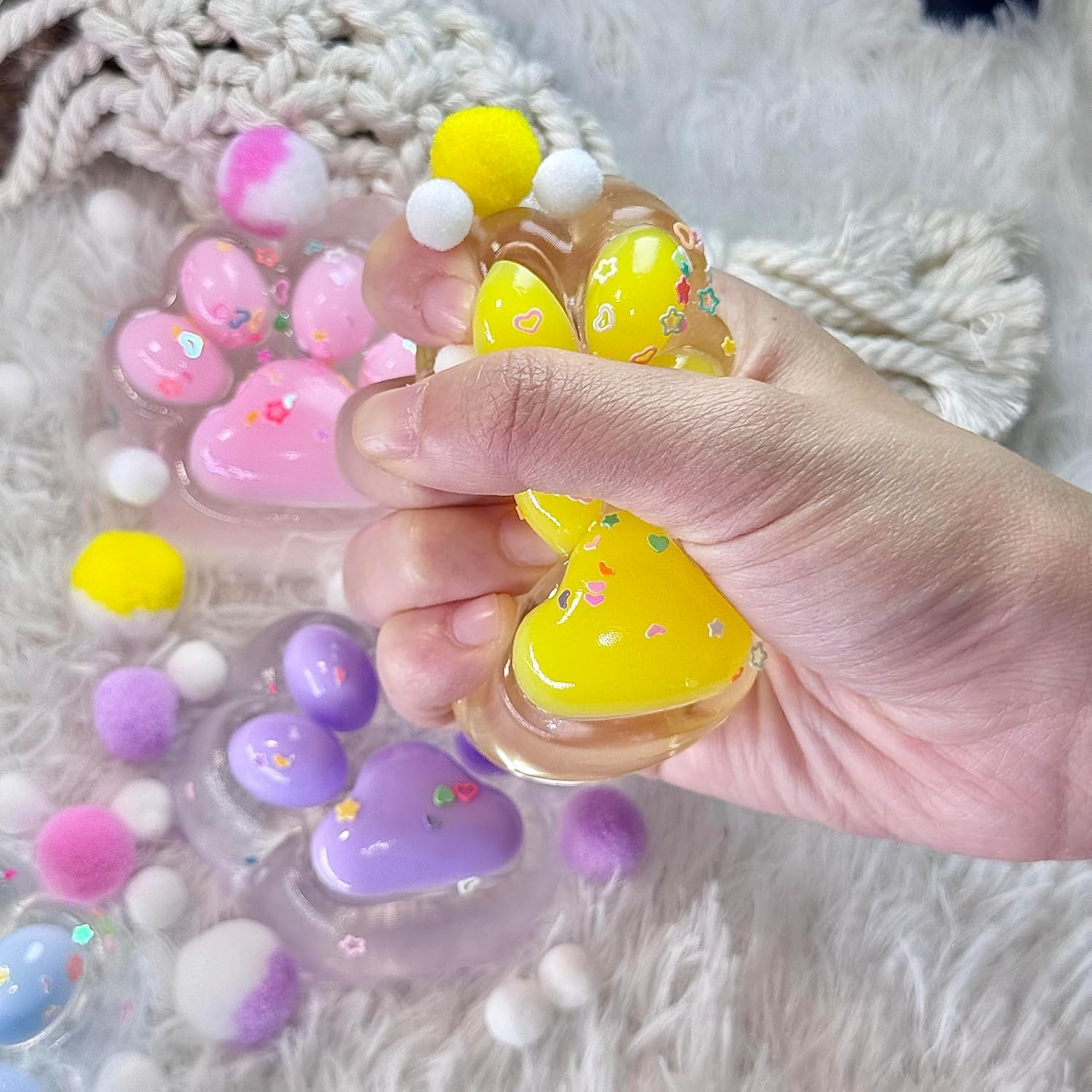 Jucarie Antistres Squishy, Flippy, cu Revenire Lenta, Labuta de Pisica Pufoasa, 7.5 cm, Ambalaj Transparent, Model 27059, Multicolor [4]