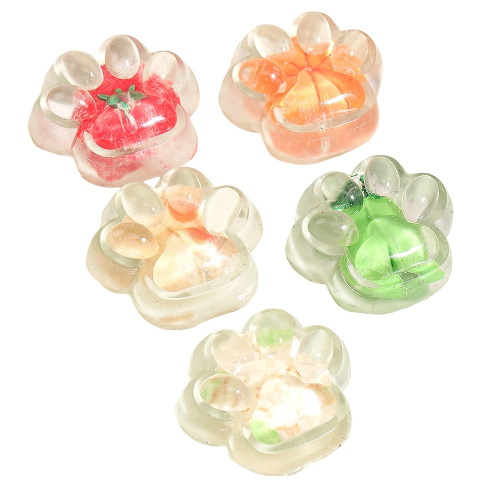 Jucarie Antistres Squishy, Flippy, Labuta de Pisica Pufoasa, cu Revenire Lenta, 7 x 6.5 cm, Model Legume, Multicolor [5]