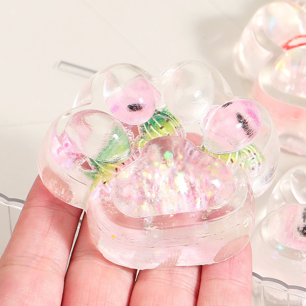 Jucarie Antistres Squishy, Flippy, Labuta de Pisica Pufoasa, cu Revenire Lenta, 7 x 6.5 cm, Model Ciuperca, Multicolor [7]