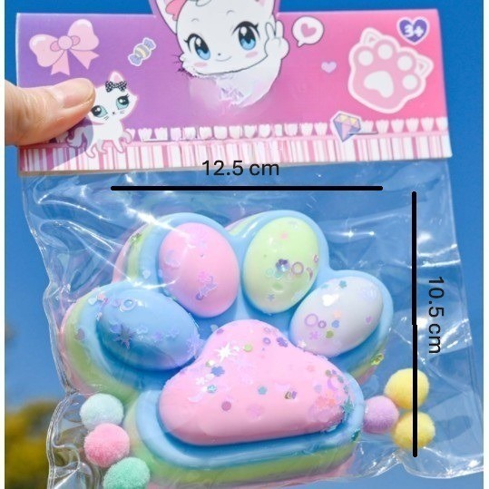 Jucarie Antistres Squishy, Flippy, cu Revenire Lenta, Model Labuta de Pisica, 200g, 12.5 x 10.5 cm Squeeze Pinch Family, Ambalaj Transparent, Model 4 [1]