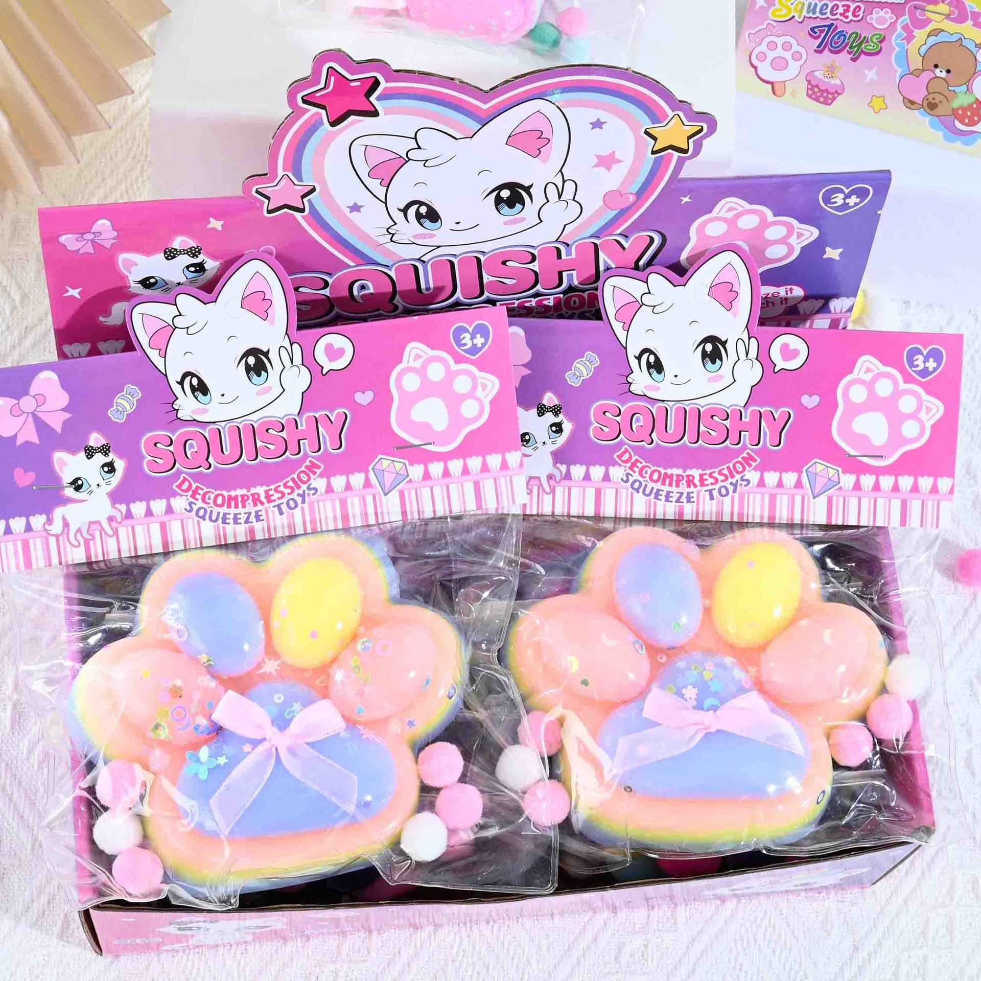 Jucarie Antistres Squishy, Flippy, cu Revenire Lenta, Squeeze Toys, Model Cat Paw, 12.5x10.5 cm, 220g, +3 Ani, din TPR, Model 3, Multicolor [1]