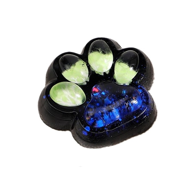 Jucarie Antistres Squishy, Flippy, cu Revenire Lenta, Squeeze Pinch Family, Model Cat Paw, 6.5 x 6 cm, din Tpr, 4-6 Ani, Model 4 Legume, Negru cu Insertii [6]