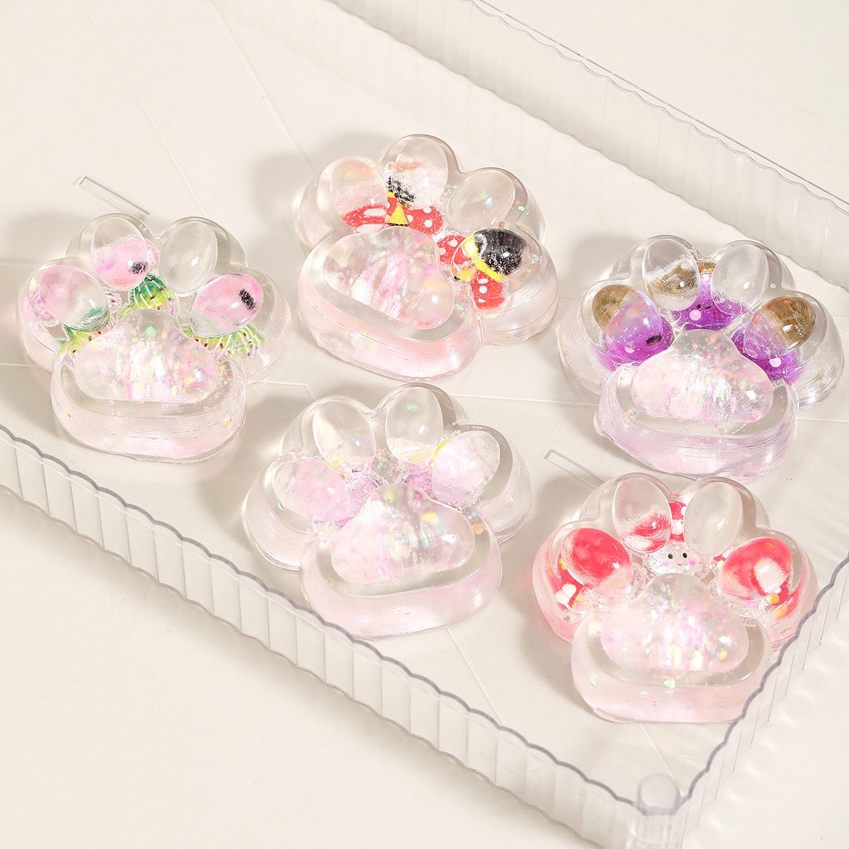 Jucarie Antistres Squishy, Flippy, Labuta de Pisica Pufoasa, cu Revenire Lenta, 7 x 6.5 cm, Model Ciuperca, Multicolor [10]