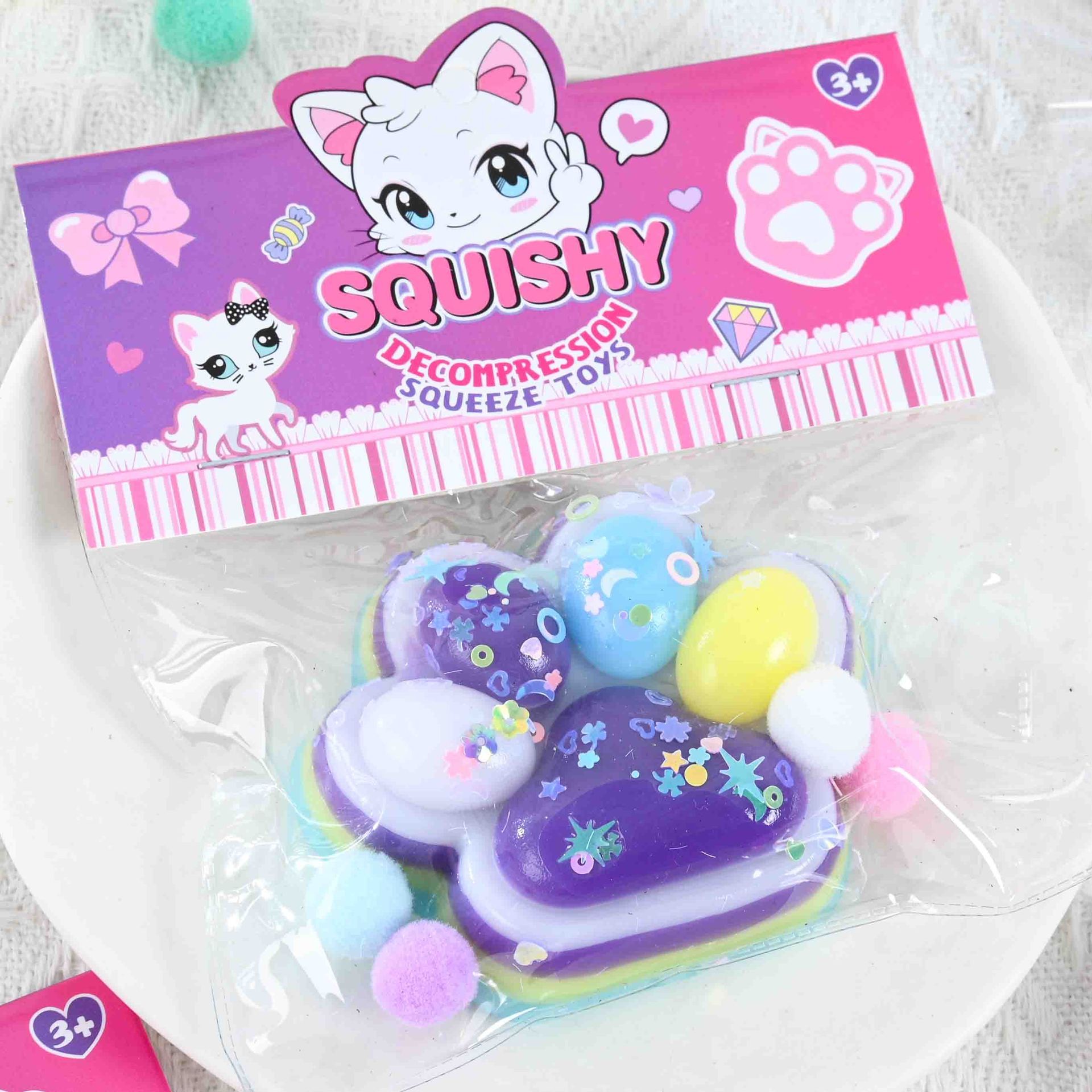 Jucarie Antistres Squishy, Flippy, Labuta de Pisica Squeeze Toys, cu Revenire Lenta, 7.5 cm, Model 270513, Multicolor [1]