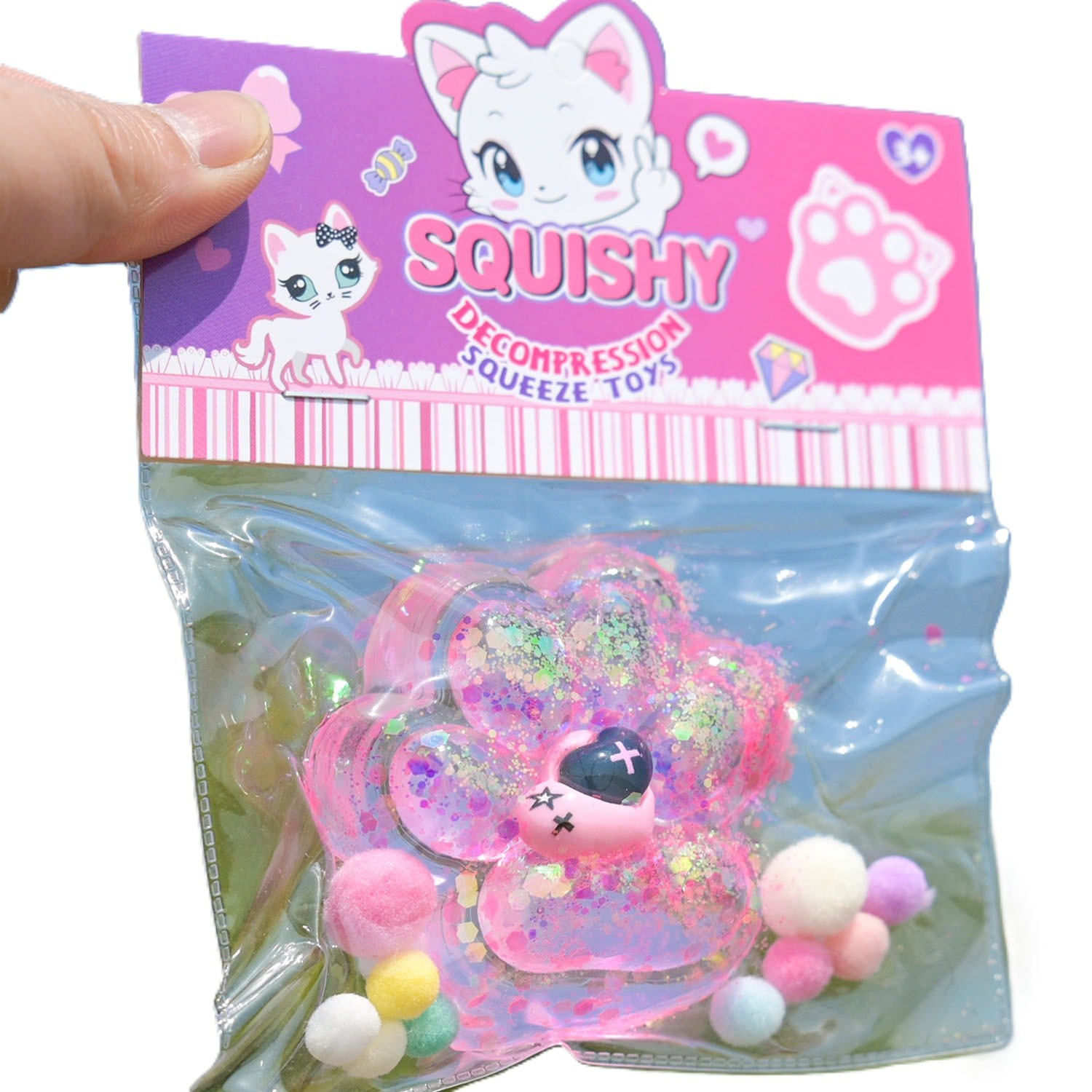 Jucării, copii și bebe - Jucarie Antistres Squishy, Flippy, Labuta de Pisica Squeeze Toys, cu Revenire Lenta, 7.5 cm, Model 270519, Multicolor