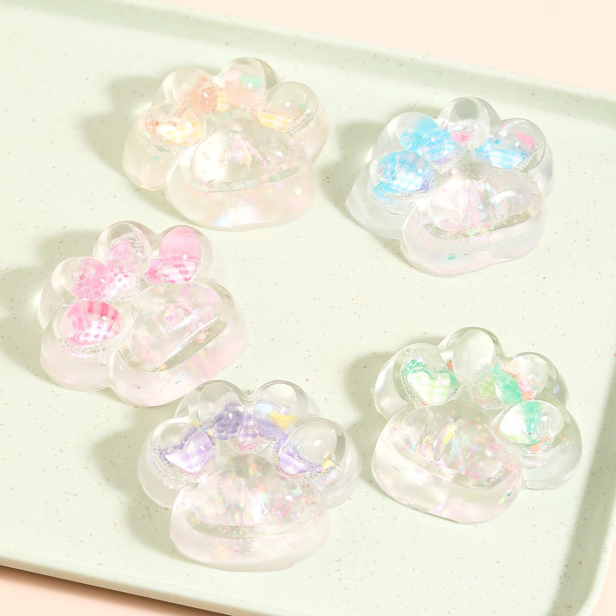 Jucarie Antistres Squishy, Flippy, Labuta de Pisica Pufoasa, cu Revenire Lenta, 7 x 6.5 cm, Model Inima, Multicolor [8]