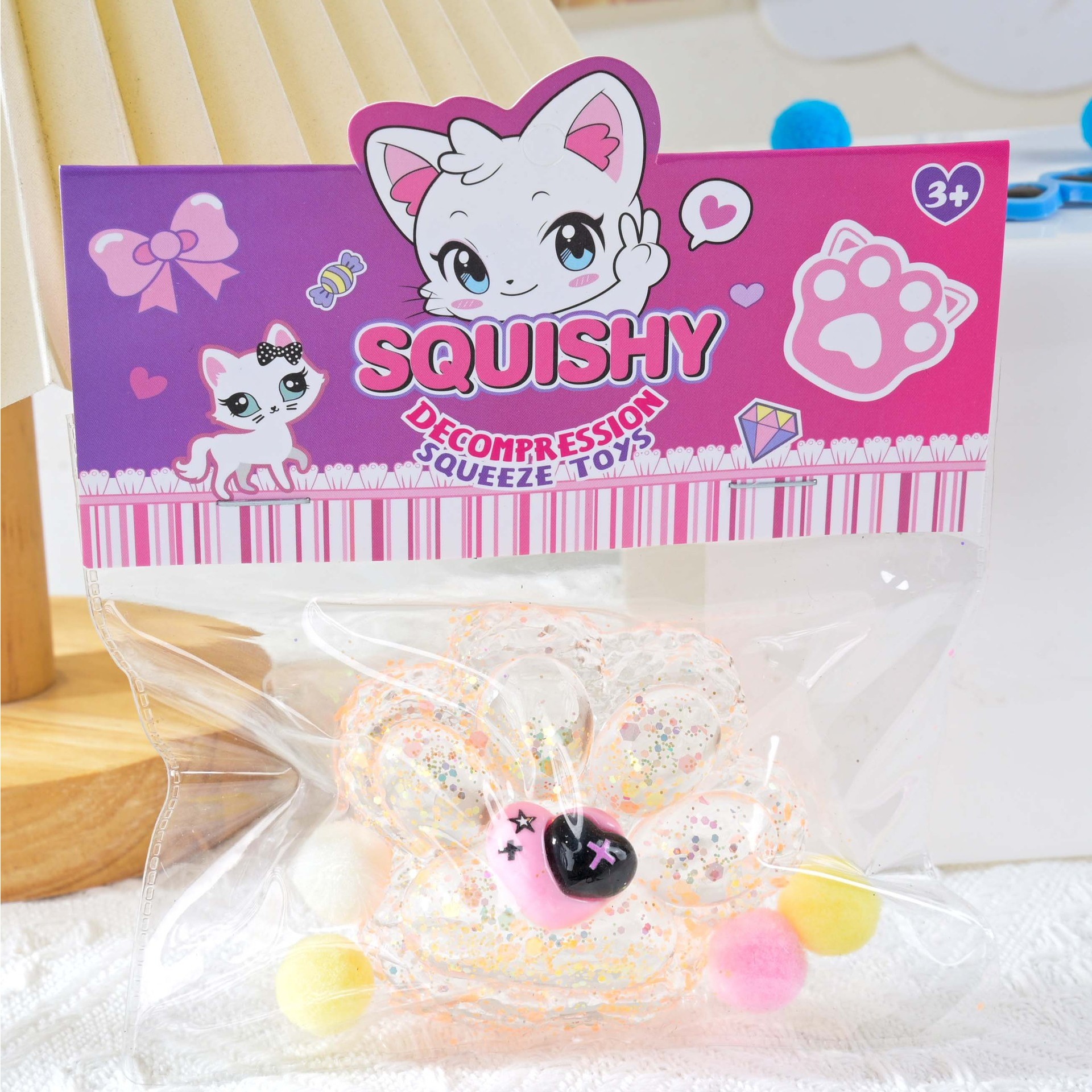 Jucarie Antistres Squishy, Flippy, Labuta de Pisica Squeeze Toys, cu Revenire Lenta, 7.5 cm, Model 270519, Multicolor [4]