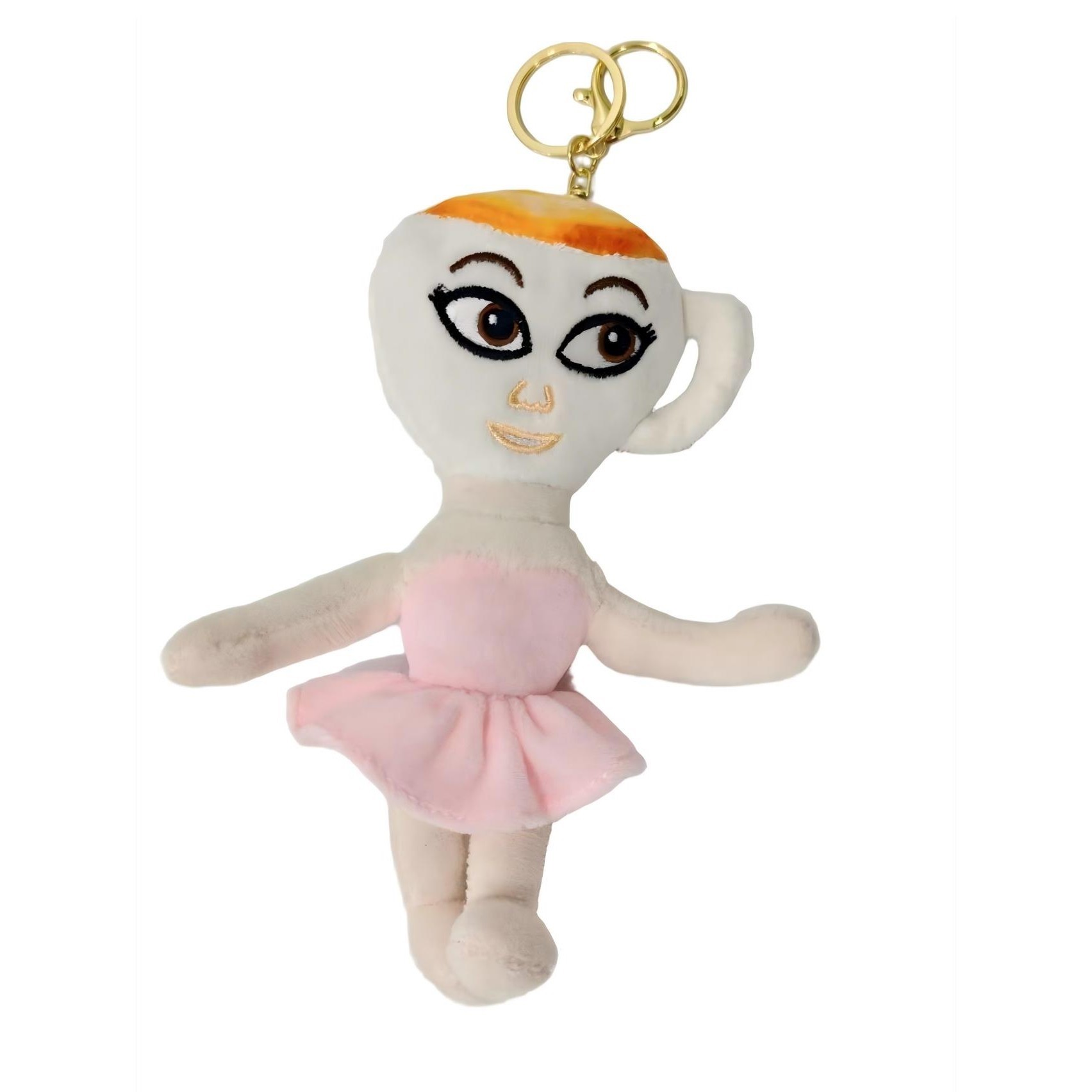 Jucării, copii și bebe - Jucarie Moale de Plus de Tip Breloc, Flippy, Model Italian Brainrot Ballerina Cappuccina, 17 x 14 cm, Roz