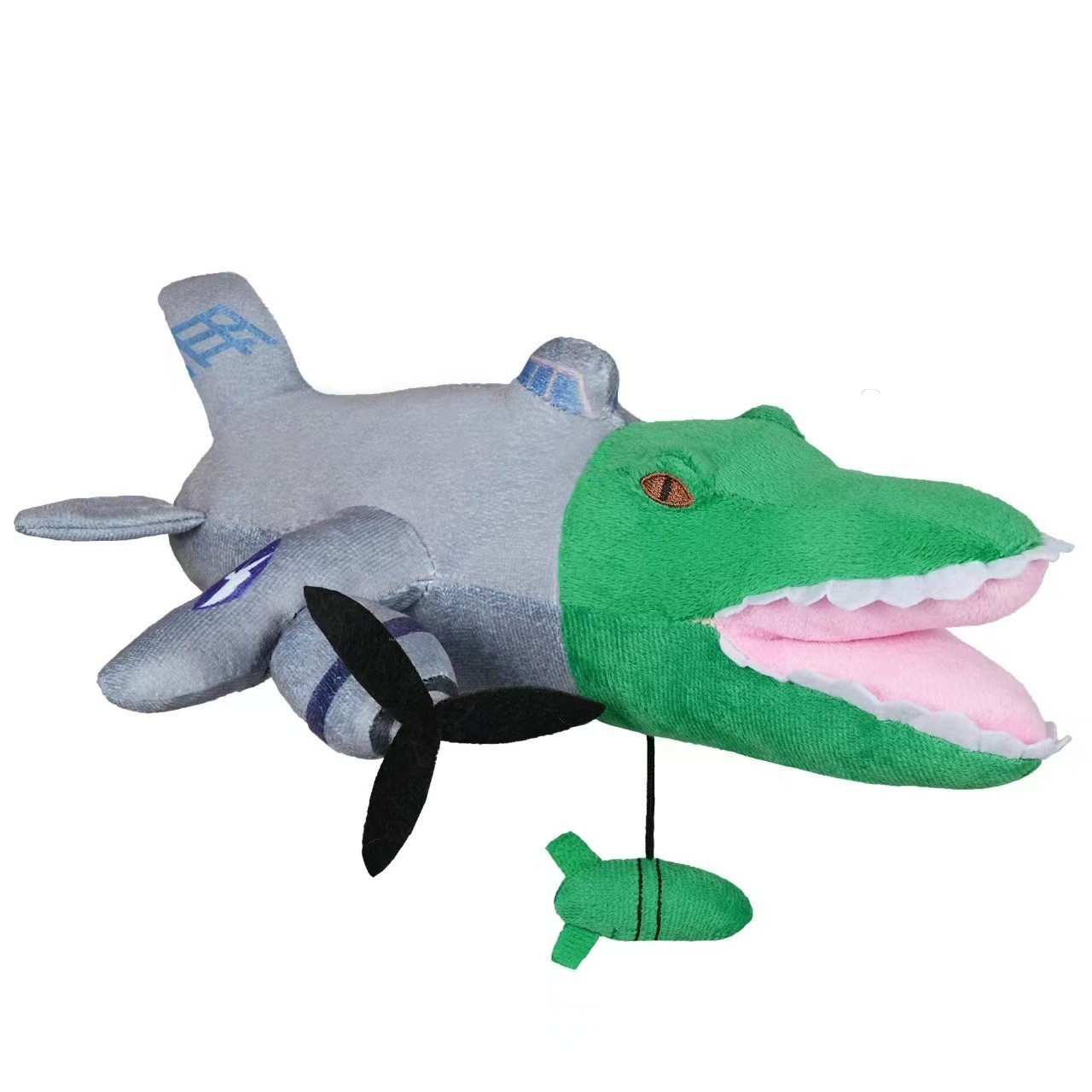 Jucarii Plush - Jucarie Moale de Plus Italian Brainrot, Flippy, cu Agatatoare, Model Bombardiro Crocodilo Avion, Jucarie Moale pentru Copii, 28 x 10 cm, Verde