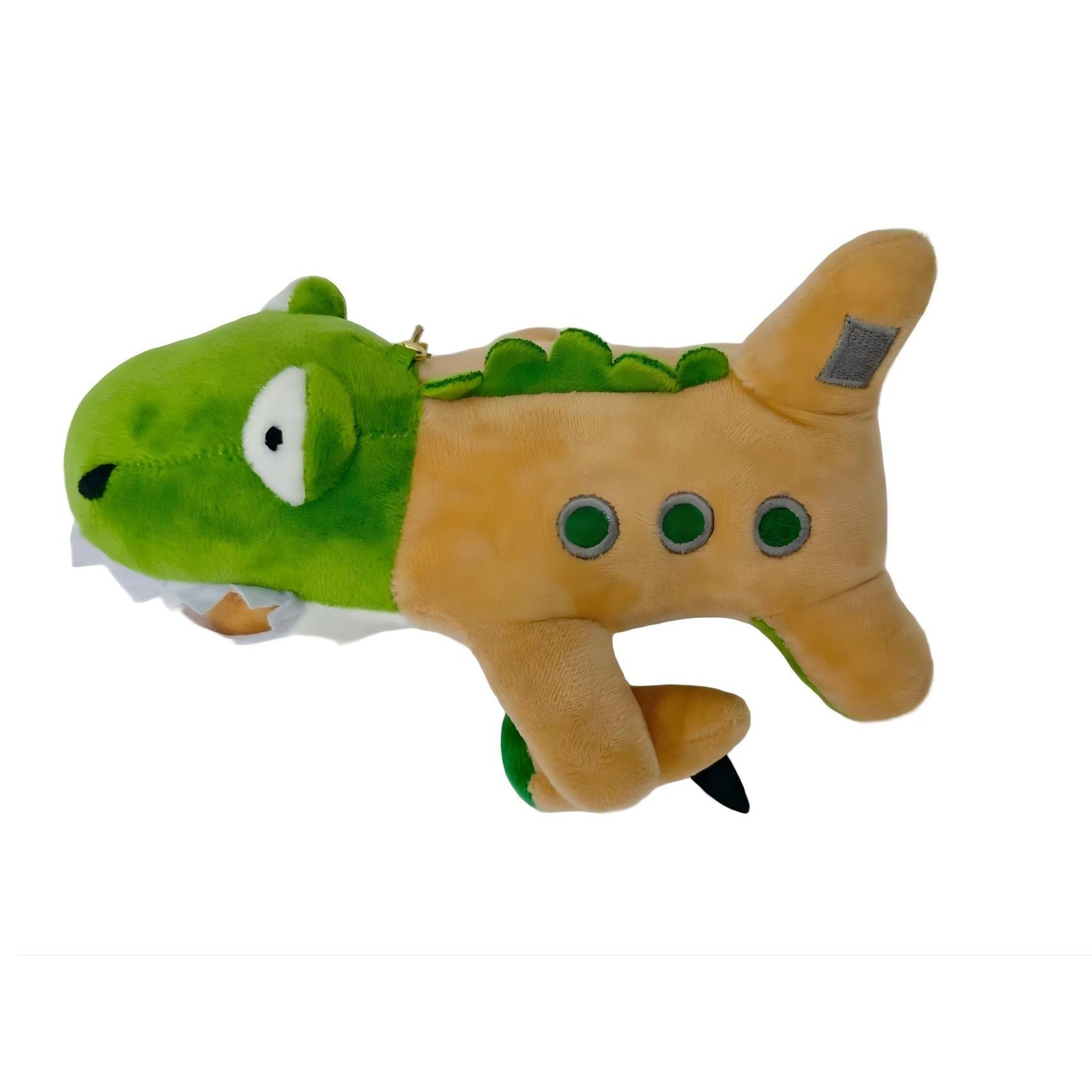 Jucării, copii și bebe - Jucarie Moale de Plus de Tip Breloc, Flippy, Model Italian Brainrot Crocodilul Avion Bombardiro Crocodilo, 17 x 8 cm, Verde Maro