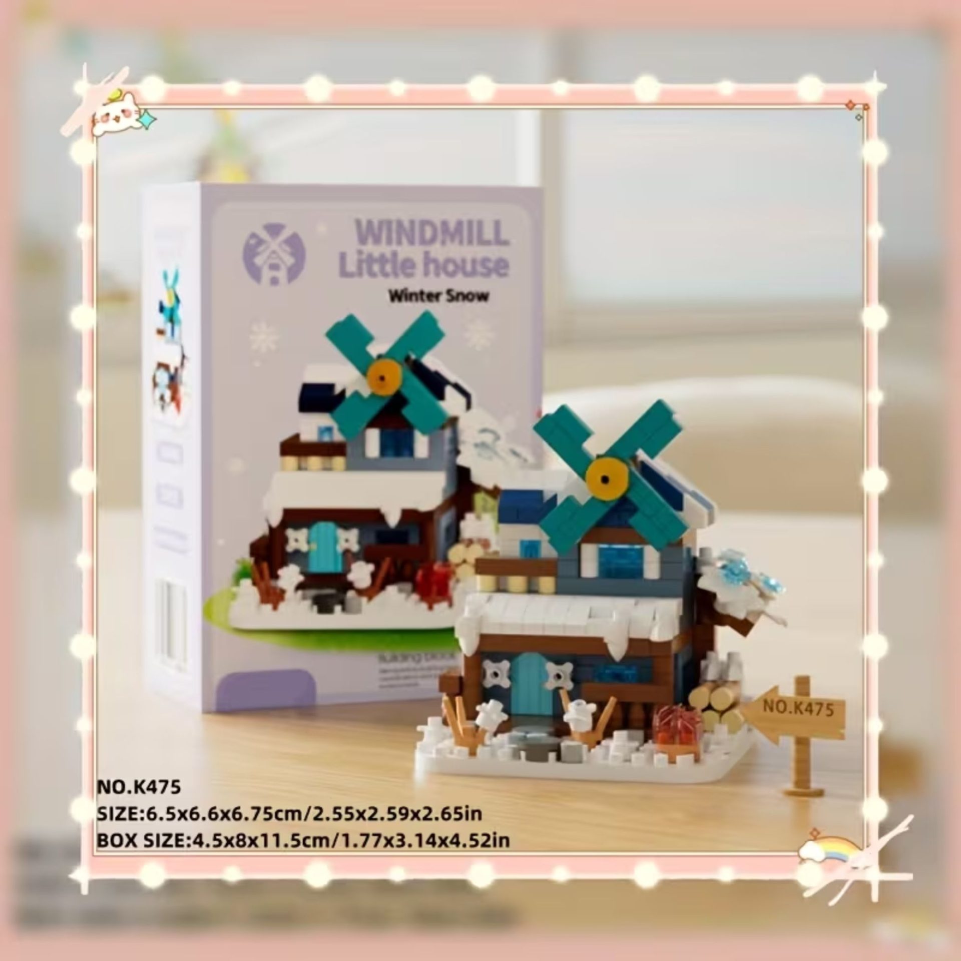 Set de Constructie, Flippy, Model Miniatura Moara de Vant, Jucarie Educativa STEM, Model 3D, Micro-Caramizi, 311 piese, +6 Ani, cm, 11.5 x 8 x 4.5 cm, Violet [2]