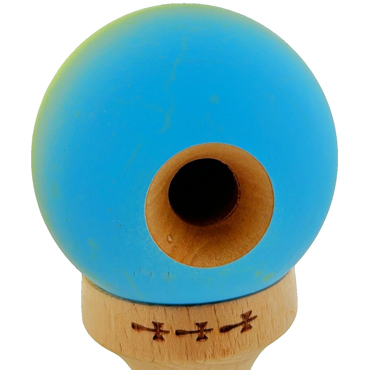 Kendama X Originala, Profesionala, Flippy, Big Cups V2, Rubber Grip cu Cupe Mari, Rulment Metalic cu Ata 55 cm, Gradient Galben/Albastru [2]