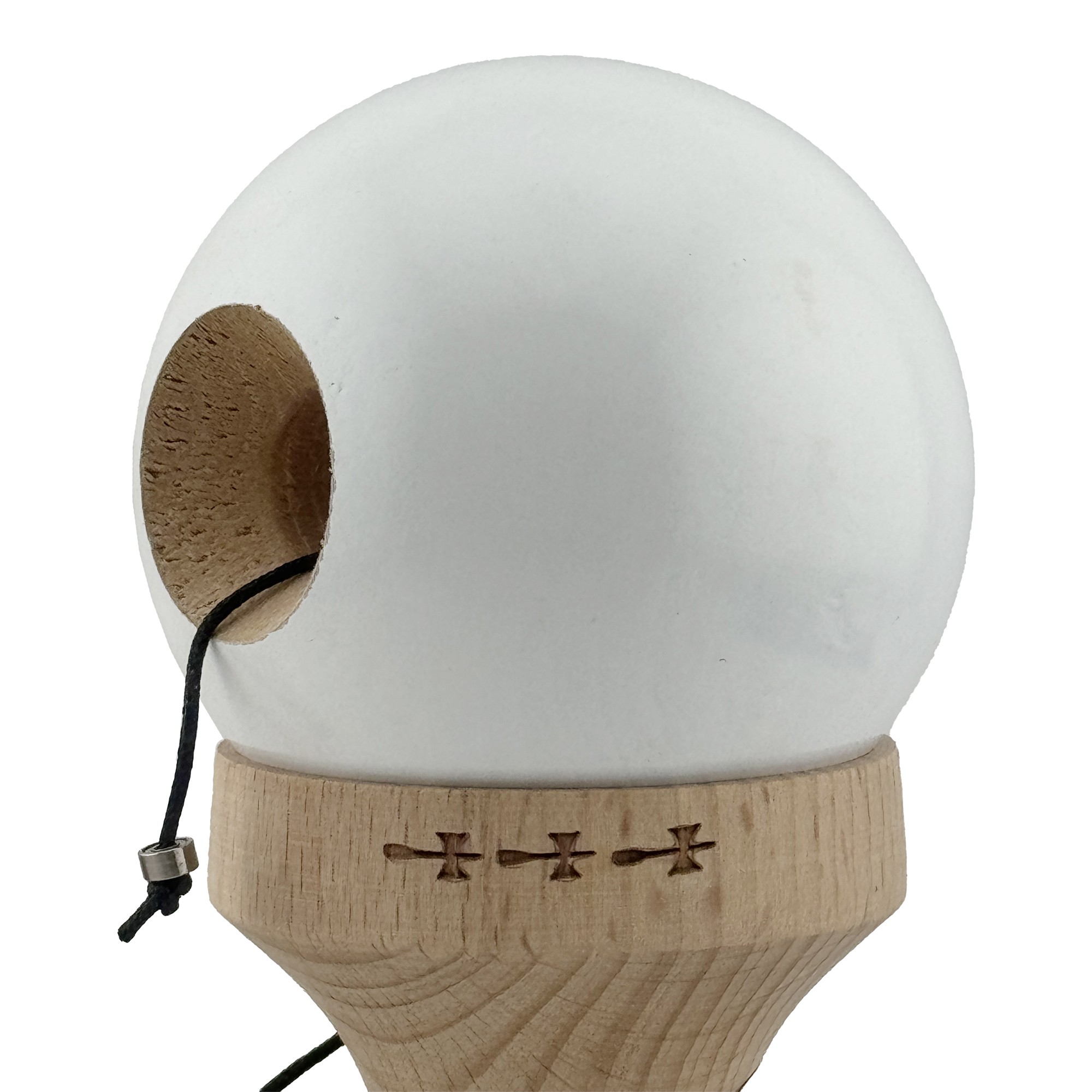 Kendama X Originala, Profesionala, Flippy, Rubber Grip, Cupe Mari KING SIZE V3, Gaura in Baza, Rulment Metalic, din lemn 18 cm, Ata 62/65 cm, Special Alb [6]