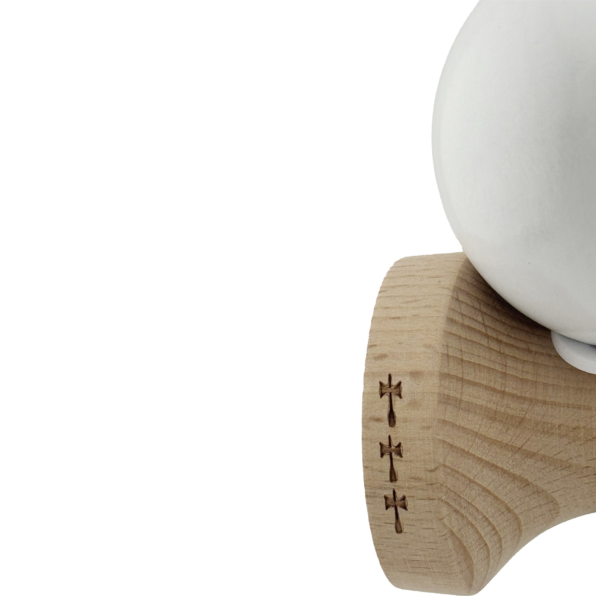 Kendama X Originala, Profesionala, Flippy, Rubber Grip, Cupe Mari KING SIZE V3, Gaura in Baza, Rulment Metalic, din lemn 18 cm, Ata 62/65 cm, Special Alb [7]