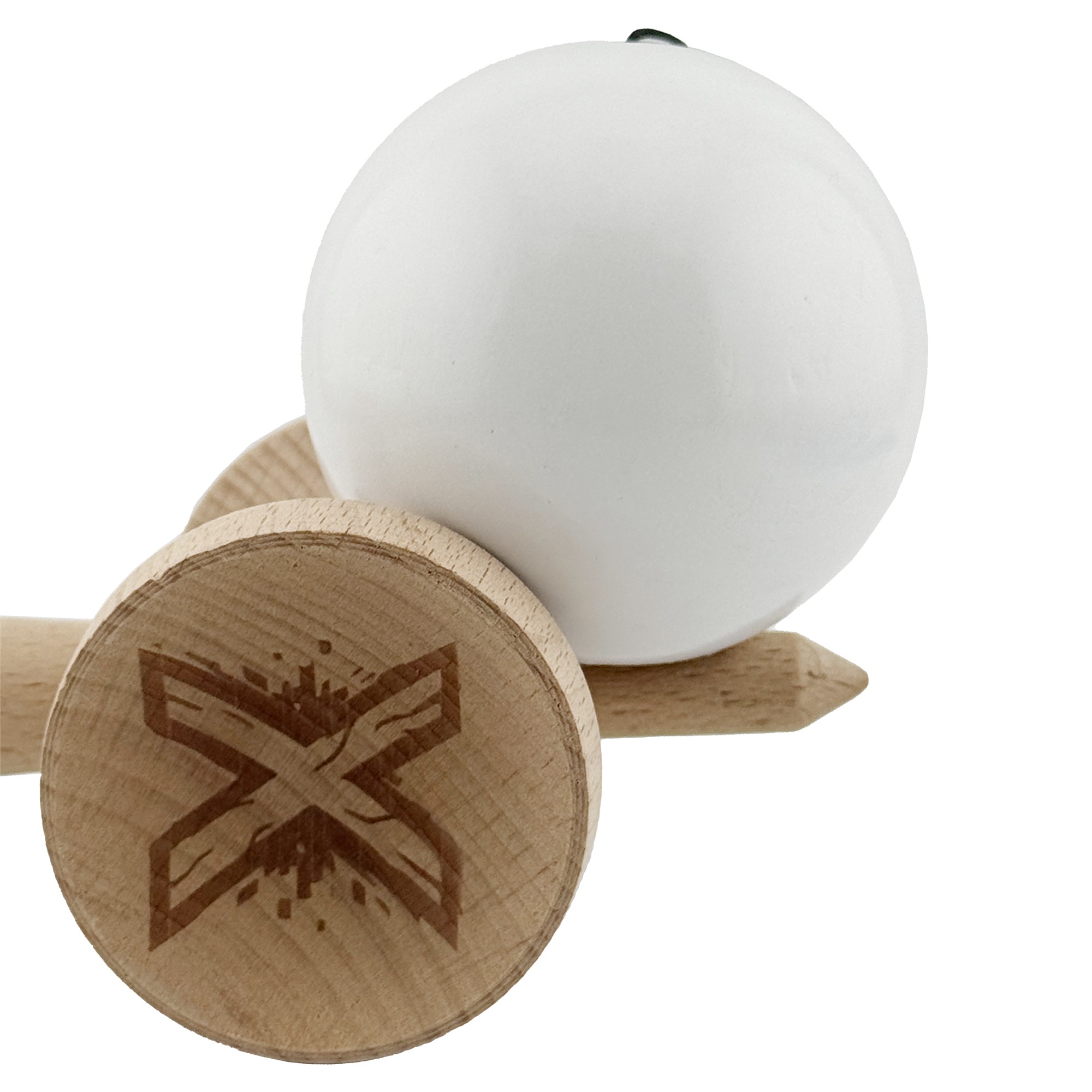 Kendama X Originala, Profesionala, Flippy, Rubber Grip, Cupe Mari KING SIZE V3, Gaura in Baza, Rulment Metalic, din lemn 18 cm, Ata 62/65 cm, Special Alb [8]