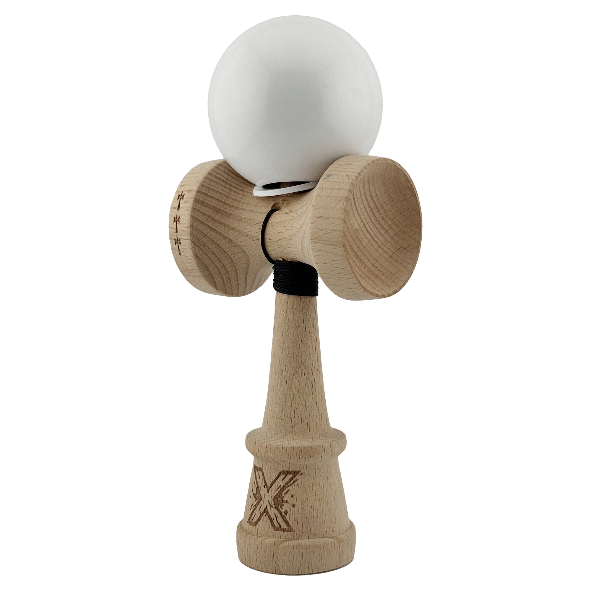 Kendama X Originala, Profesionala, Flippy, Rubber Grip, Cupe Mari KING SIZE V3, Gaura in Baza, Rulment Metalic, din lemn 18 cm, Ata 62/65 cm, Special Alb [2]