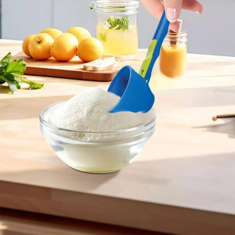 Lingura pentru Proteine, Flippy, Lingura cu Palnie Culisanta, Lingura Dozator pentru Lapte Praf si Suplimente, 12.5 cm, Albastru [2]