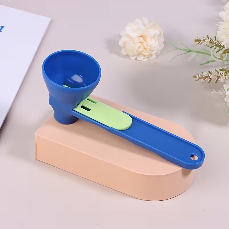 Lingura pentru Proteine, Flippy, Lingura cu Palnie Culisanta, Lingura Dozator pentru Lapte Praf si Suplimente, 12.5 cm, Albastru [4]