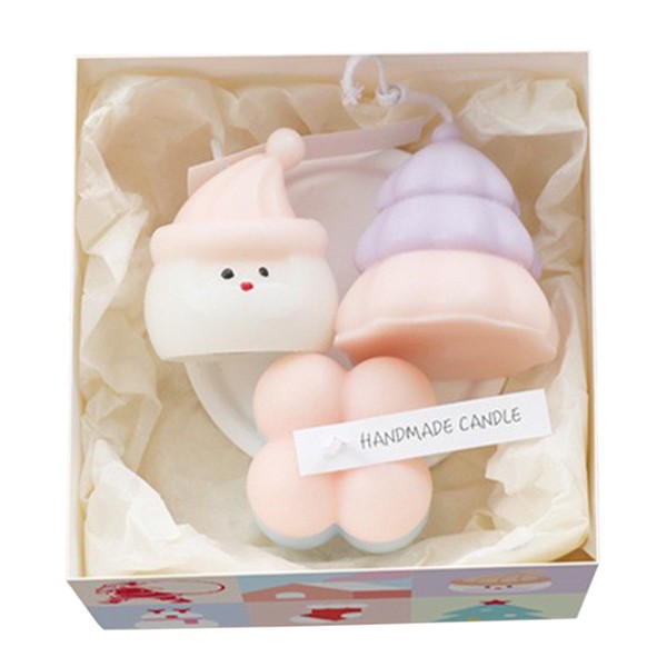 Cadouri și petreceri - Lumanari Parfumate de Craciun, Flippy, Gift Box Set cu 3 Lumanari Aromaterapie, 11 x 11 x 7.5 cm, Roz