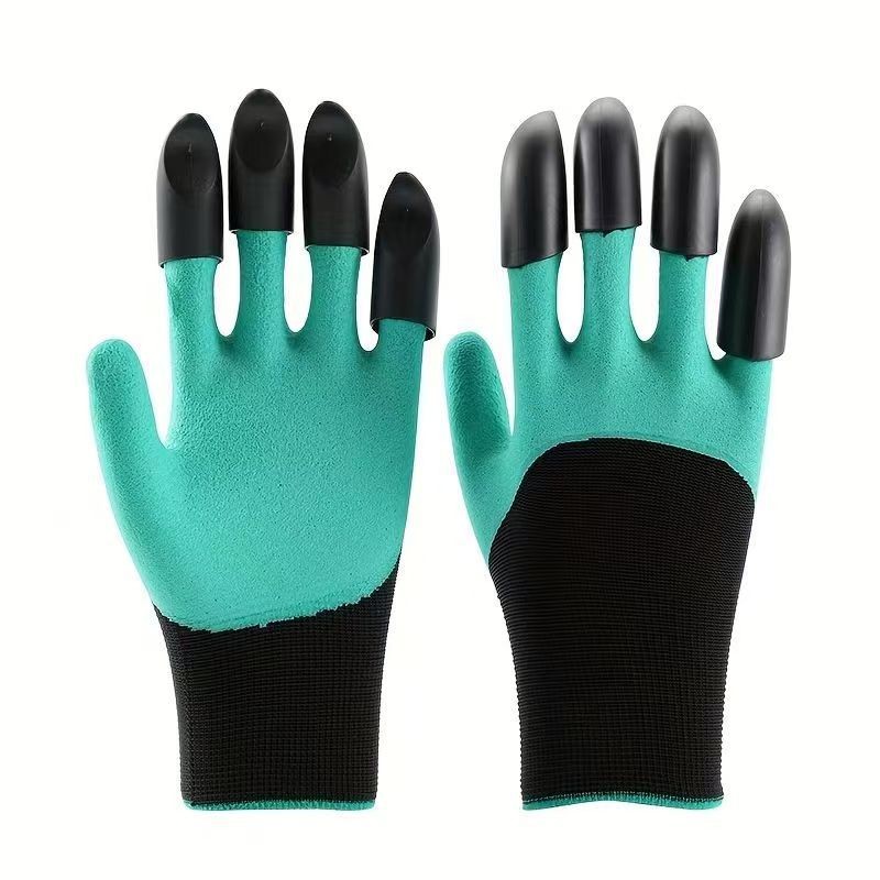 Manusi de Gradinarit cu Gheare, Flippy, Manusi Universale Marime L, Rezistente la Uzura, Impermeabile, Multifunctionale pentru Sapare si Plantare, Negru Verde deschis [2]
