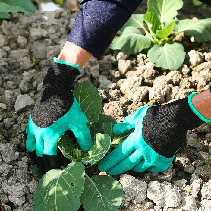 Manusi de Gradinarit cu Gheare, Flippy, Manusi Universale Marime L, Rezistente la Uzura, Impermeabile, Multifunctionale pentru Sapare si Plantare, Negru Verde deschis [1]