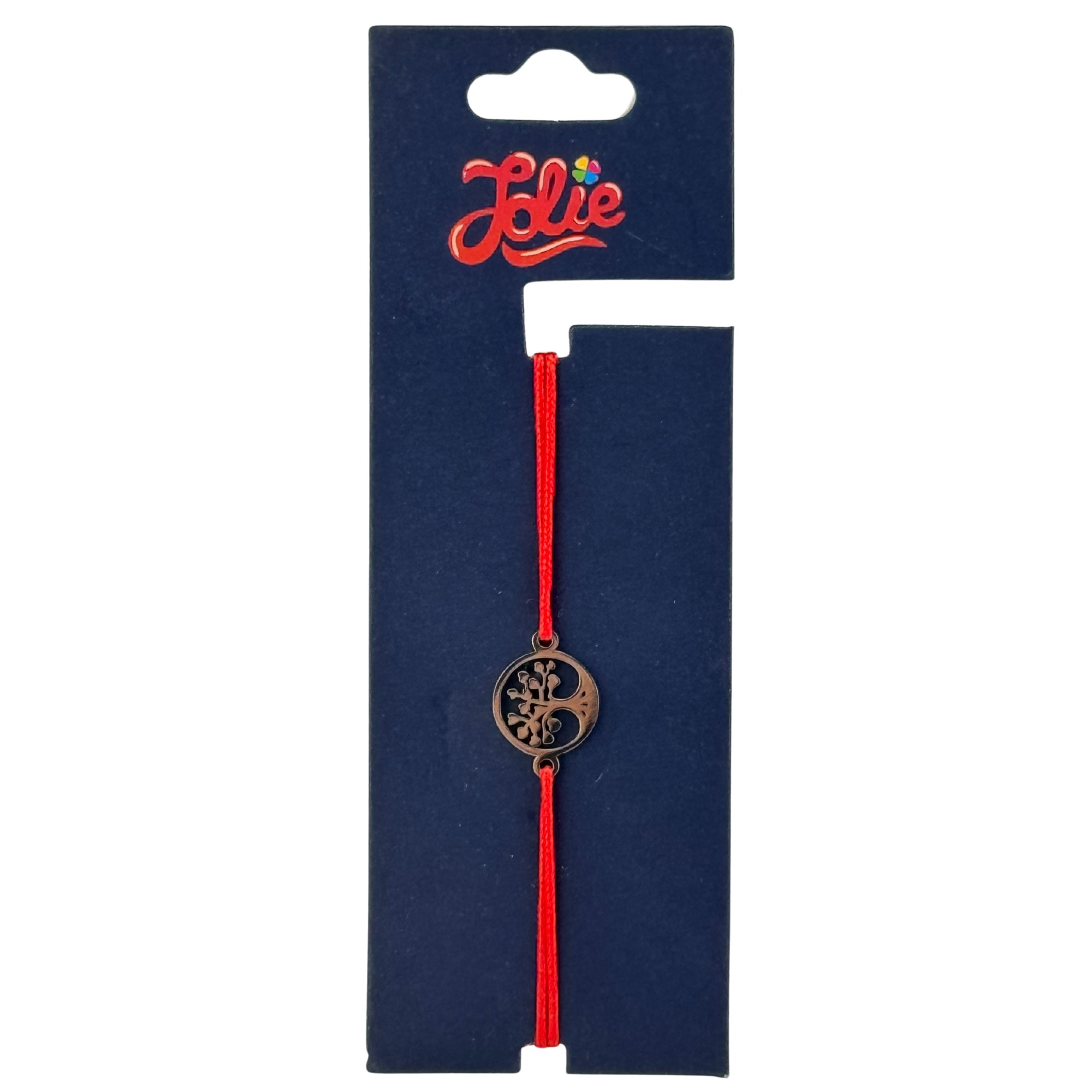 Martisor Bratara din Inox pentru Copii, Jolie, Textil si Inox, Snur Rosu, Model Copacul Vietii, Argintiu [2]