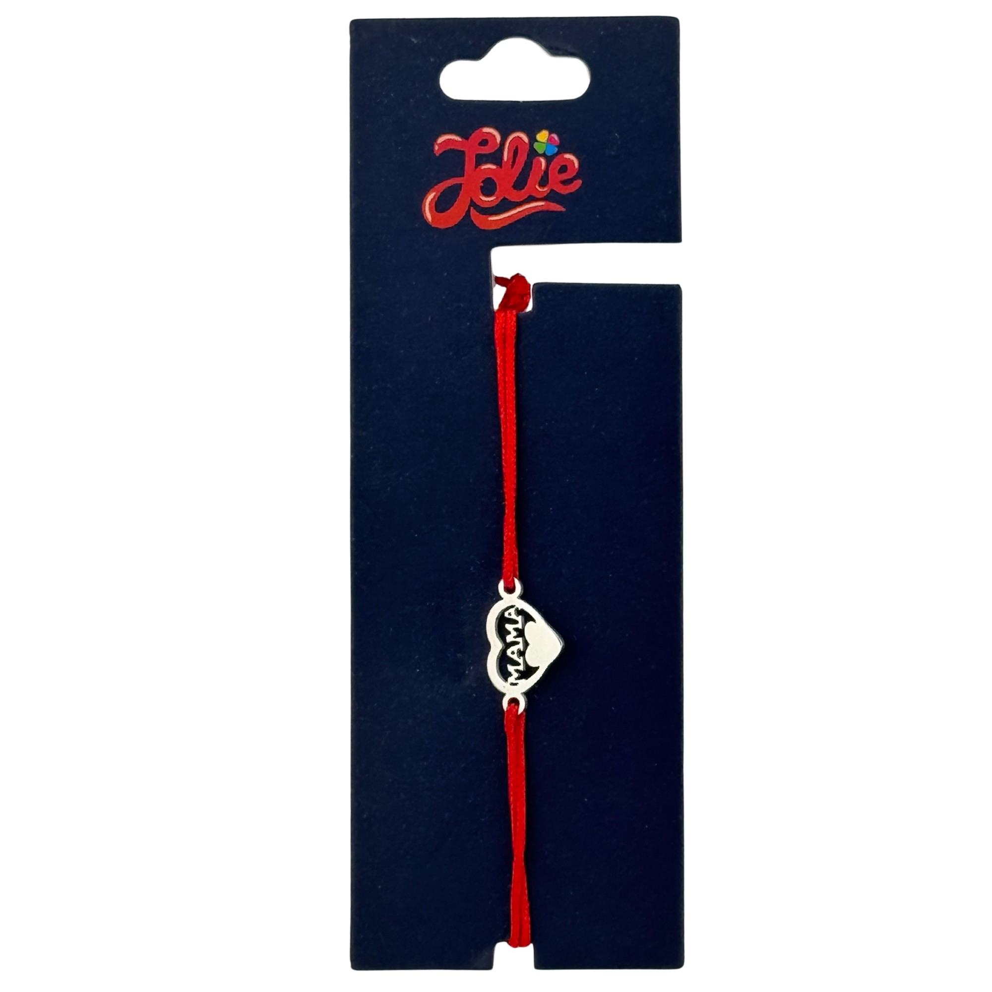 Martisor Bratara din Inox pentru Copii, Jolie, Textil si Inox, Snur Rosu, Model Mama, Argintiu [2]
