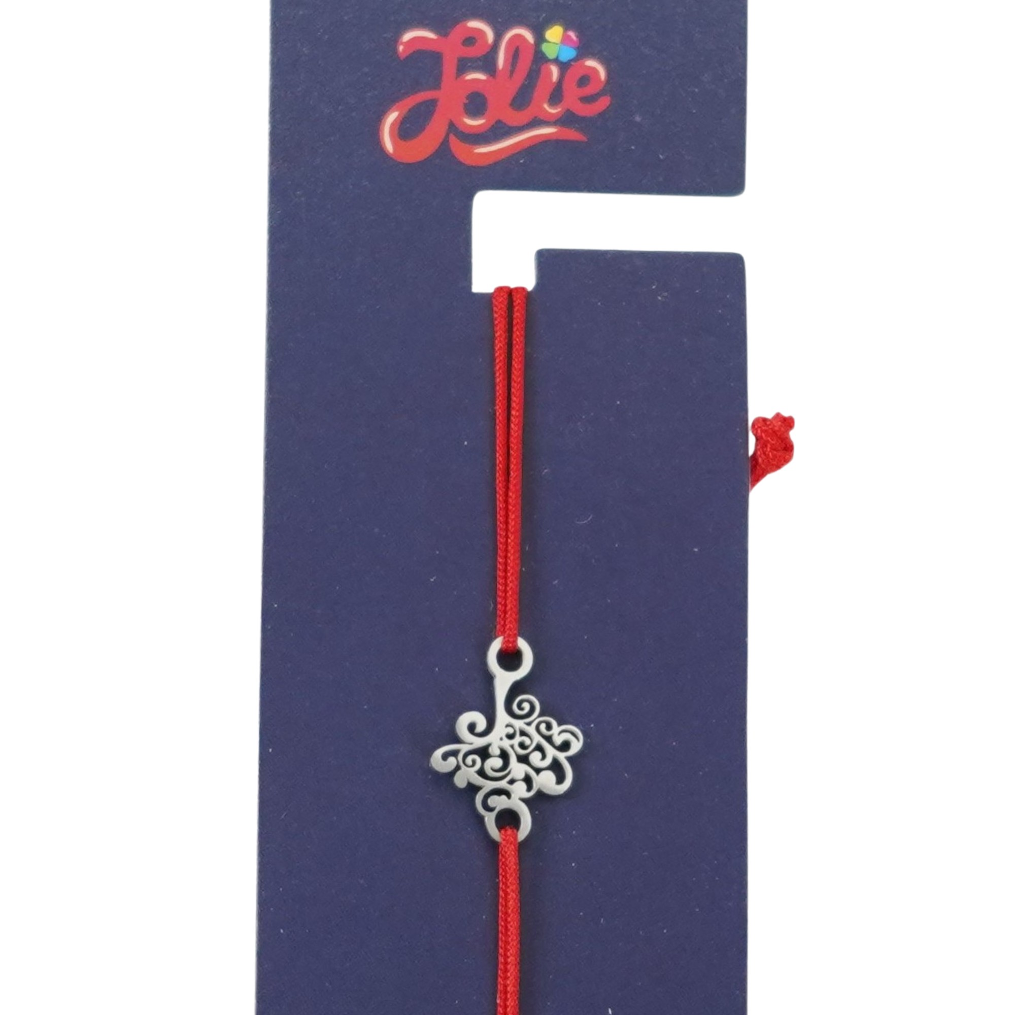 Martisor Bratara din Inox pentru Copii, Jolie, Textil si Inox, Snur Rosu, Model Copac, Argintiu [1]
