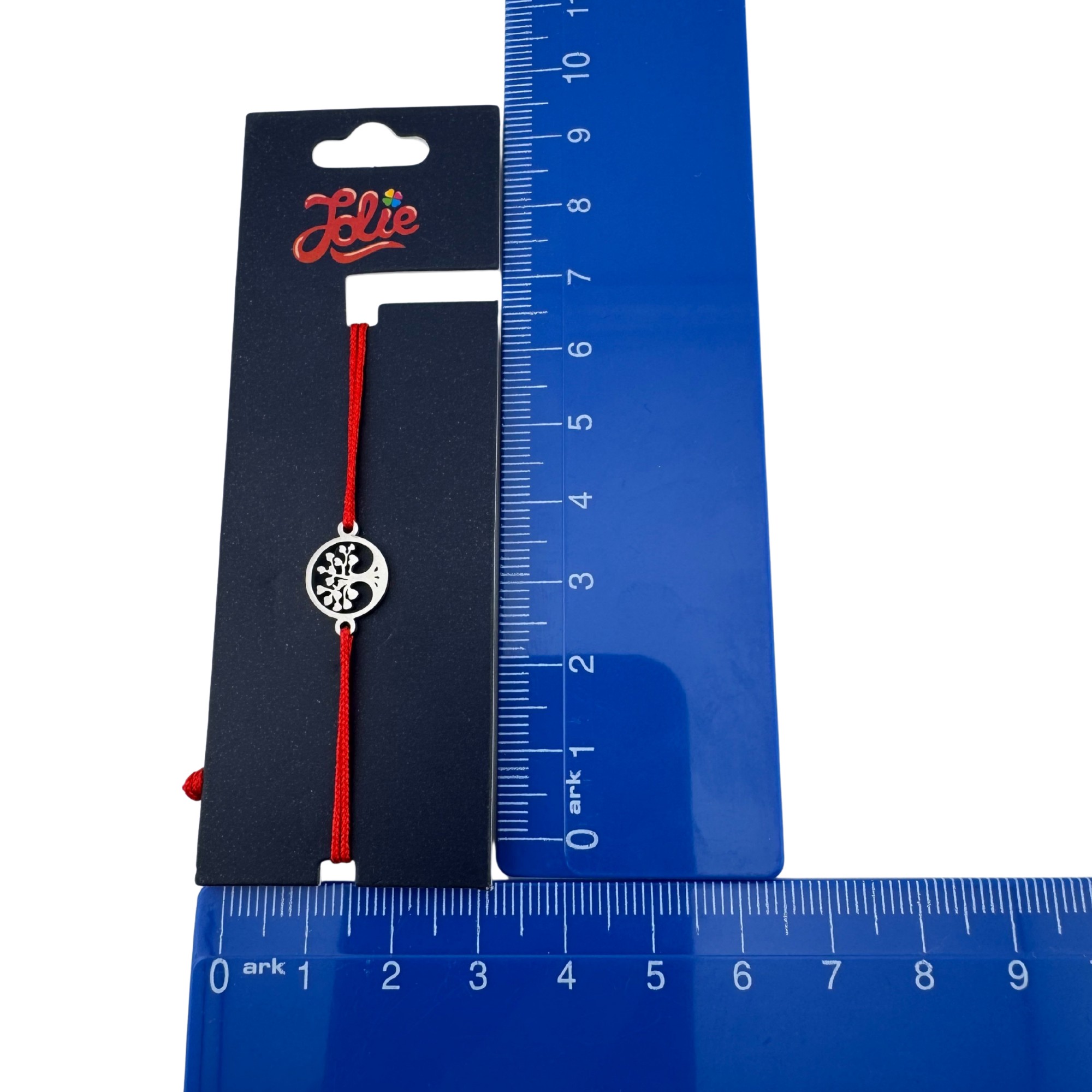 Martisor Bratara din Inox pentru Copii, Jolie, Textil si Inox, Snur Rosu, Model Copacul Vietii, Argintiu [3]