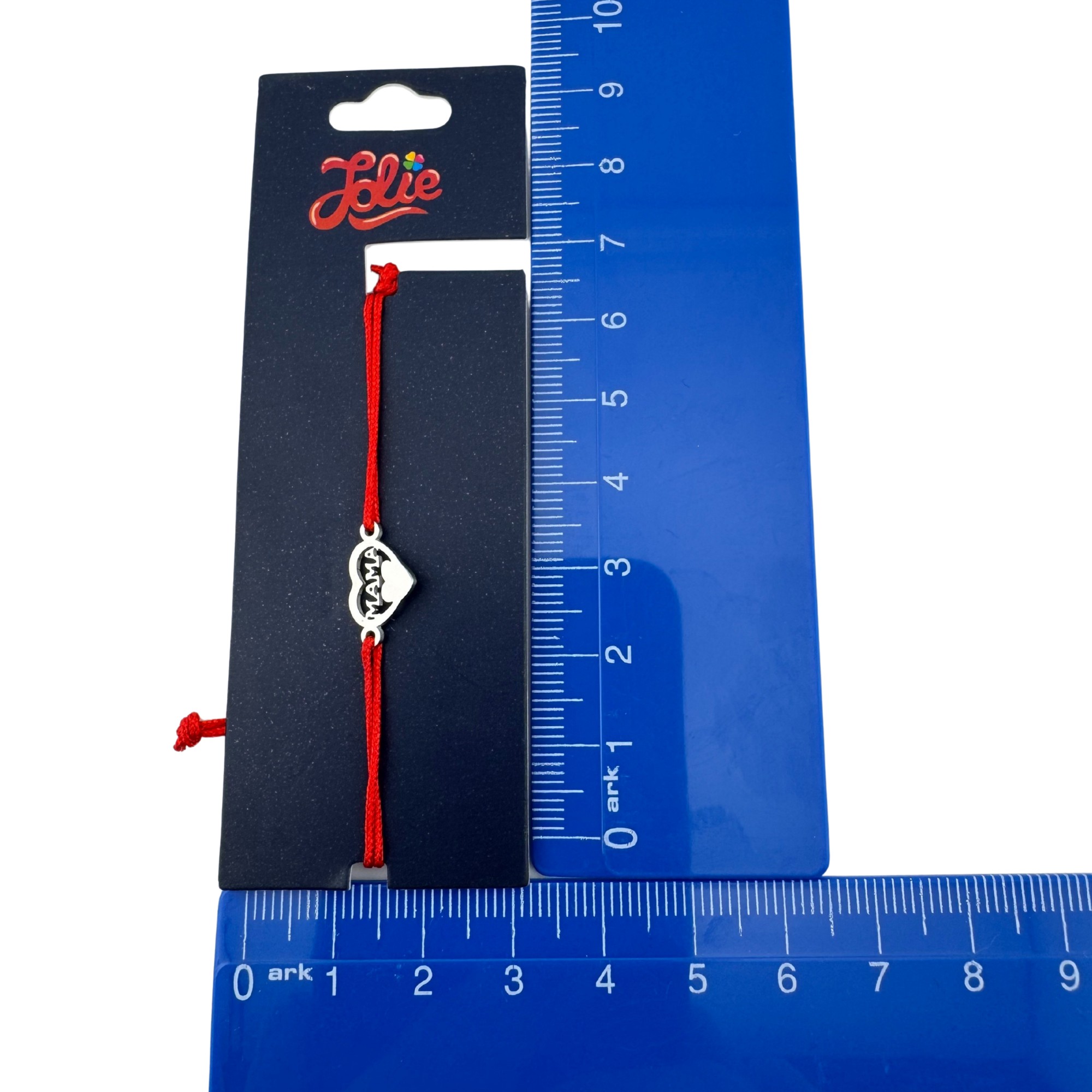 Martisor Bratara din Inox pentru Copii, Jolie, Textil si Inox, Snur Rosu, Model Mama, Argintiu [3]