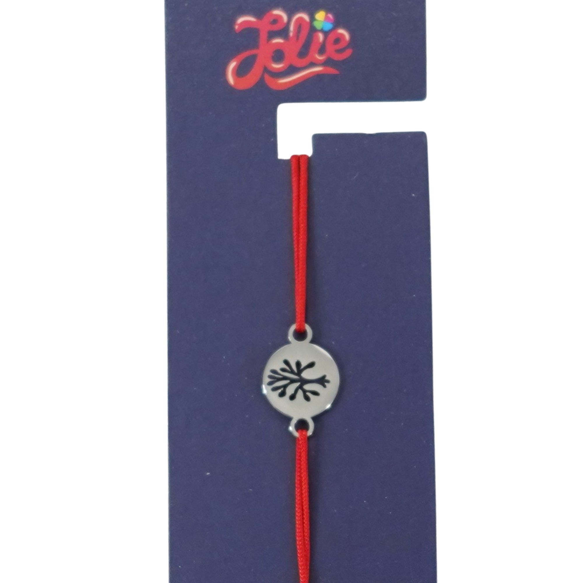 Martisor Bratara din Inox pentru Copii, Jolie, Textil si Inox, Snur Rosu, Model Banut, Argintiu [1]