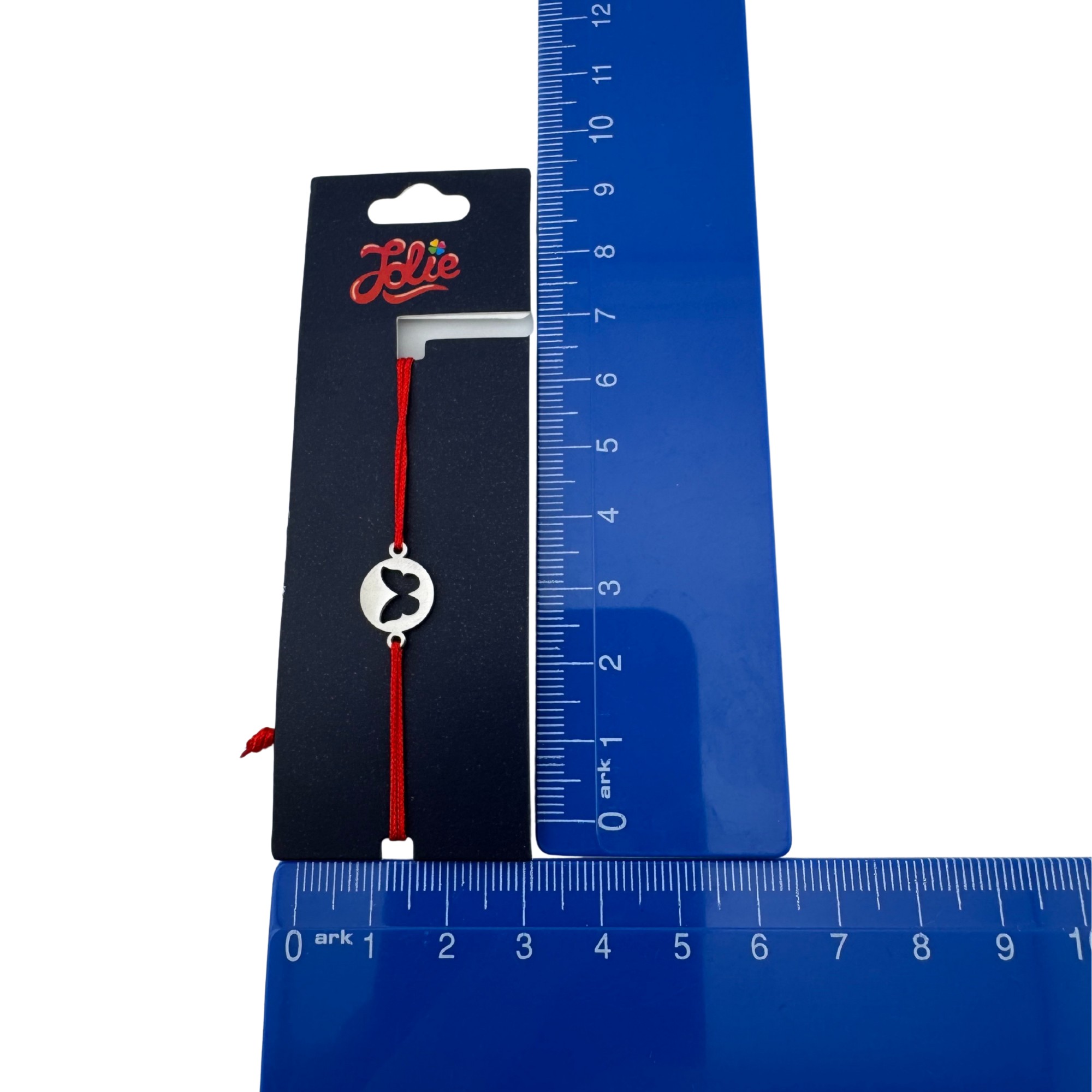 Martisor Bratara din Inox pentru Copii, Jolie, Textil si Inox, Snur Rosu, Model Fluture, Argintiu [3]