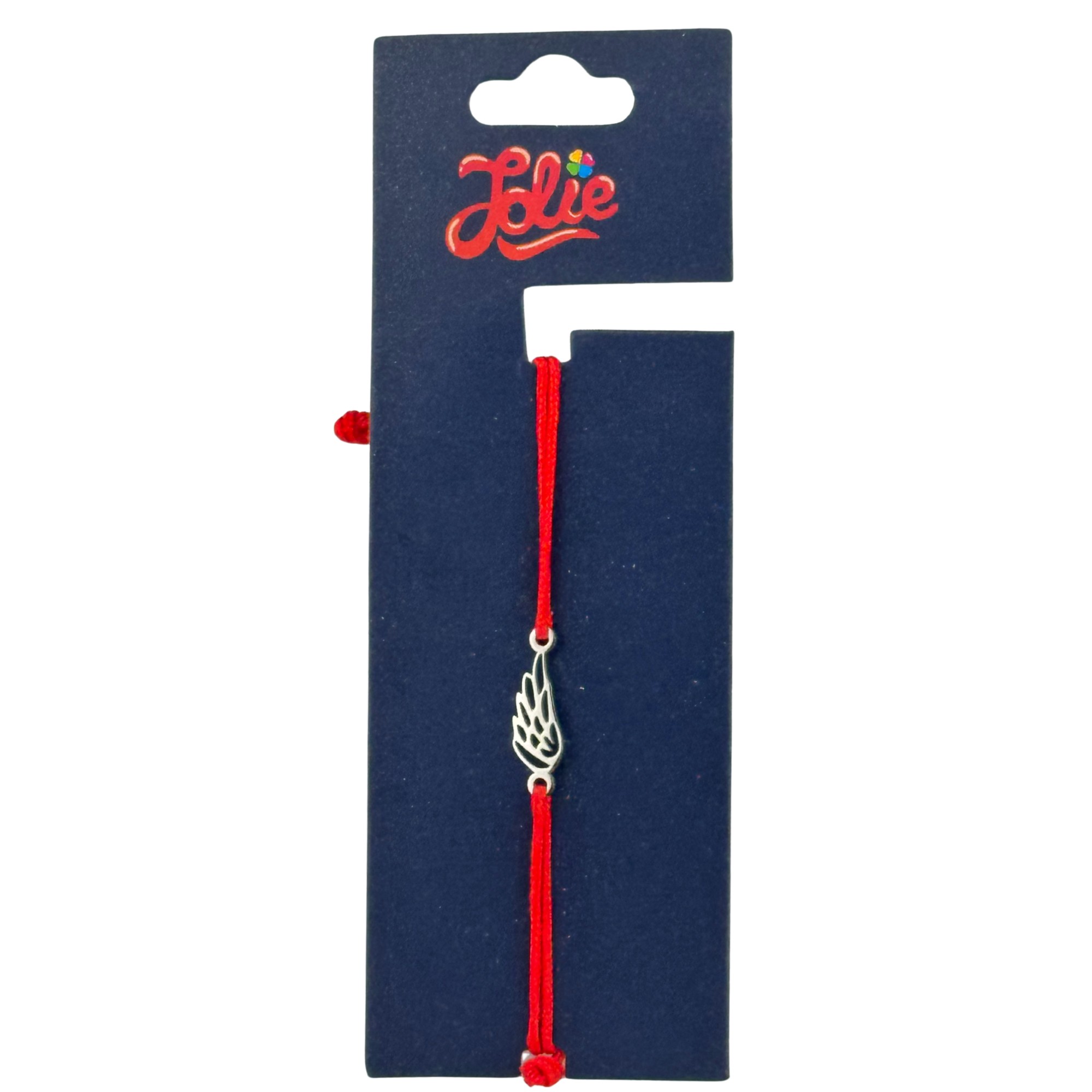 Martisor Bratara din Inox pentru Copii, Jolie, Textil si Inox, Snur Rosu, Model Aripa de Inger, Argintiu [2]