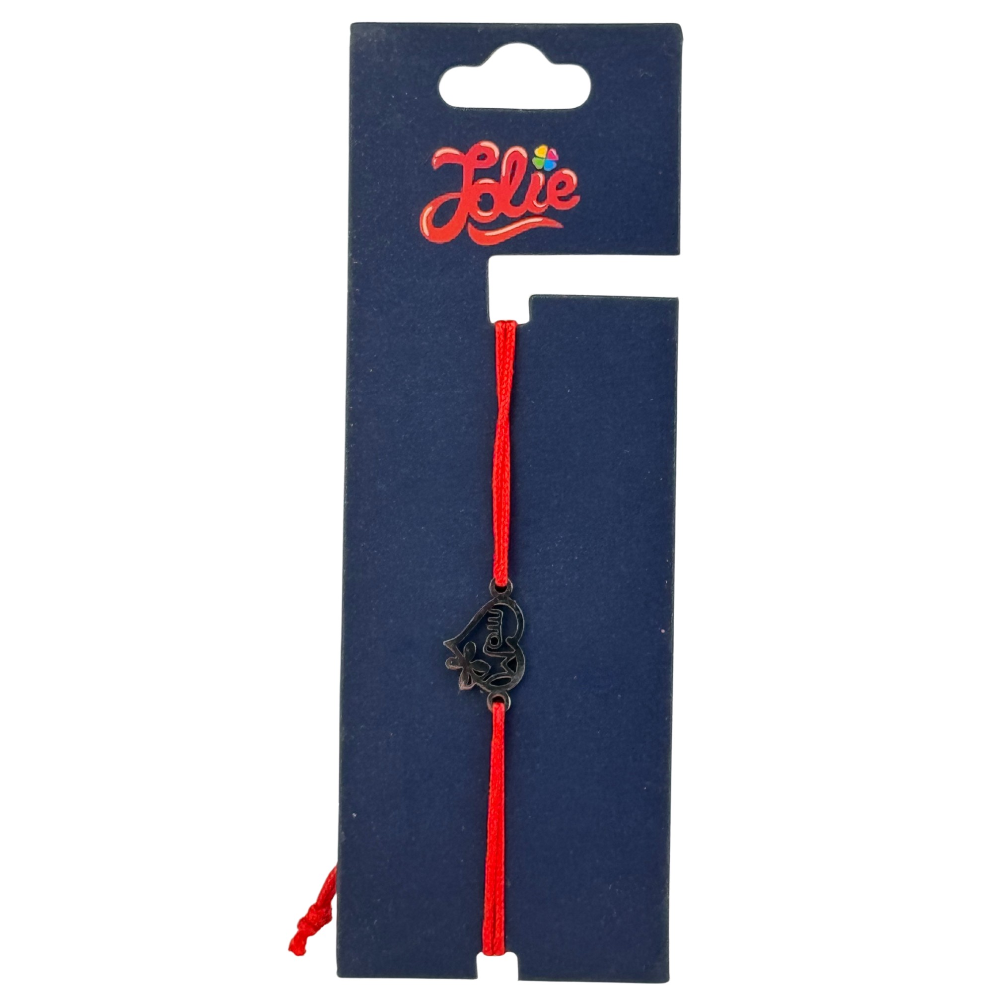 Martisor Bratara din Inox pentru Copii, Jolie, Textil si Inox, Snur Rosu, Model Inima Mama, Argintiu [2]