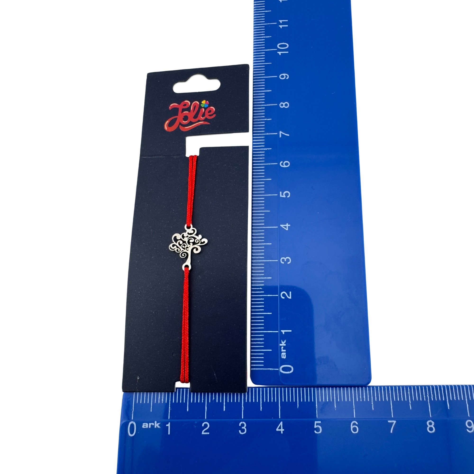 Martisor Bratara din Inox pentru Copii, Jolie, Textil si Inox, Snur Rosu, Model Copac, Argintiu [3]