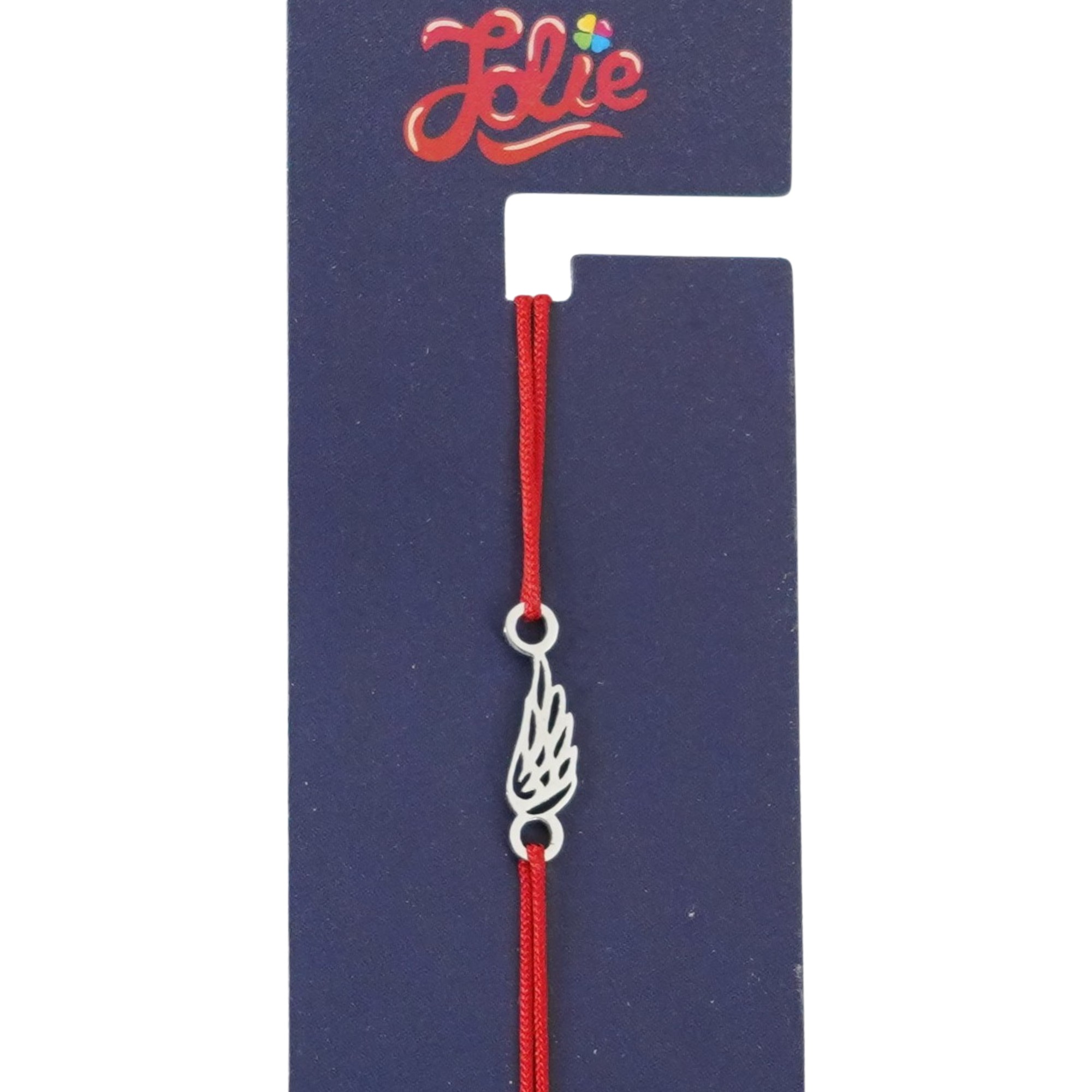 Martisor Bratara din Inox pentru Copii, Jolie, Textil si Inox, Snur Rosu, Model Aripa de Inger, Argintiu [1]