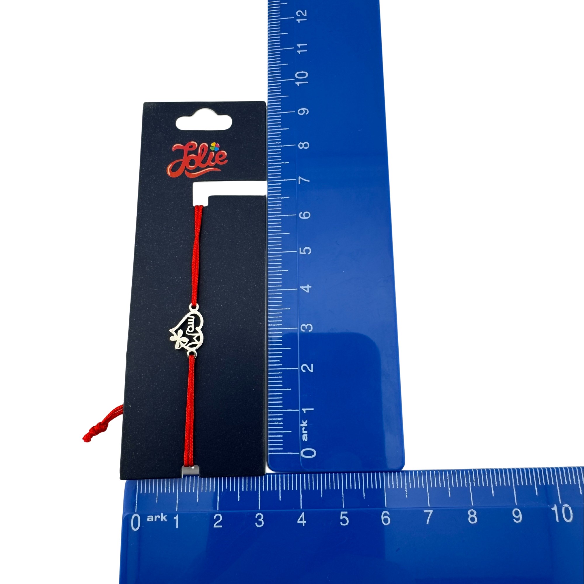 Martisor Bratara din Inox pentru Copii, Jolie, Textil si Inox, Snur Rosu, Model Inima Mama, Argintiu [3]