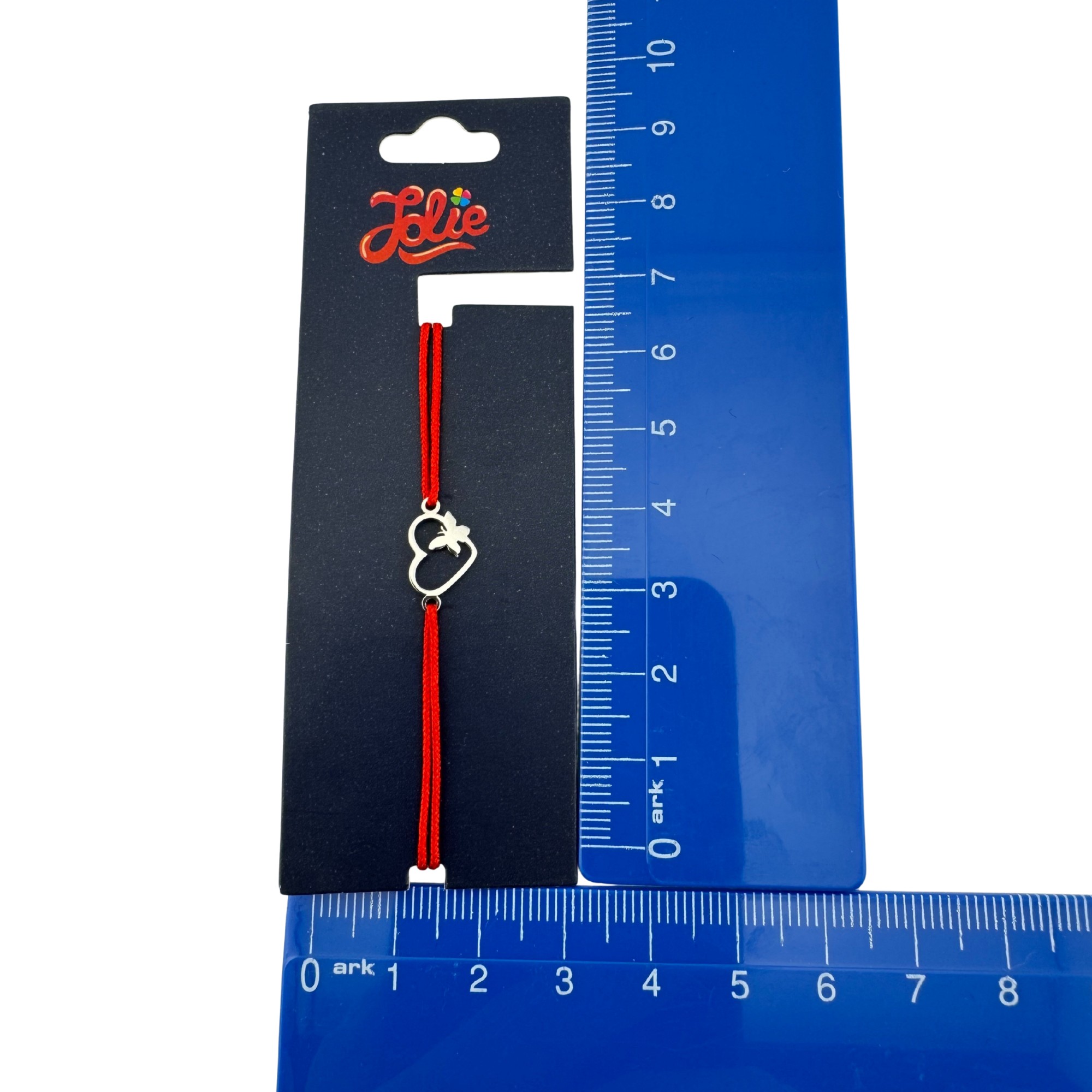 Martisor Bratara din Inox pentru Copii, Jolie, Textil si Inox, Snur Rosu, Model Inima Fluture, Argintiu [3]