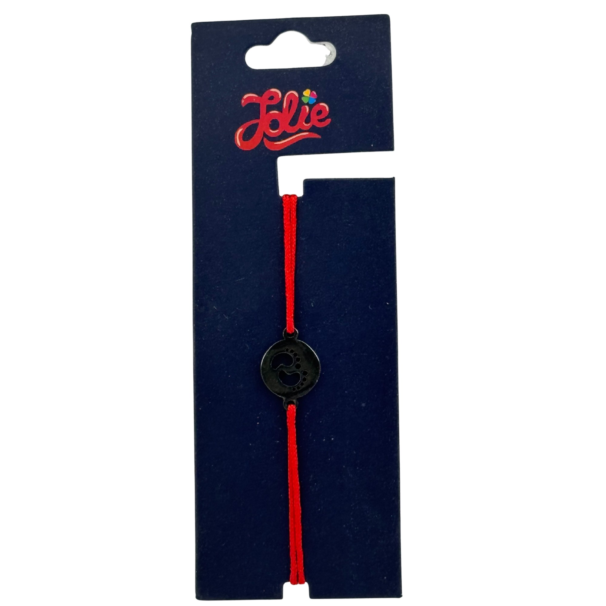 Martisor Bratara din Inox pentru Copii, Jolie, Textil si Inox, Snur Rosu, Model Talpi, Argintiu [2]