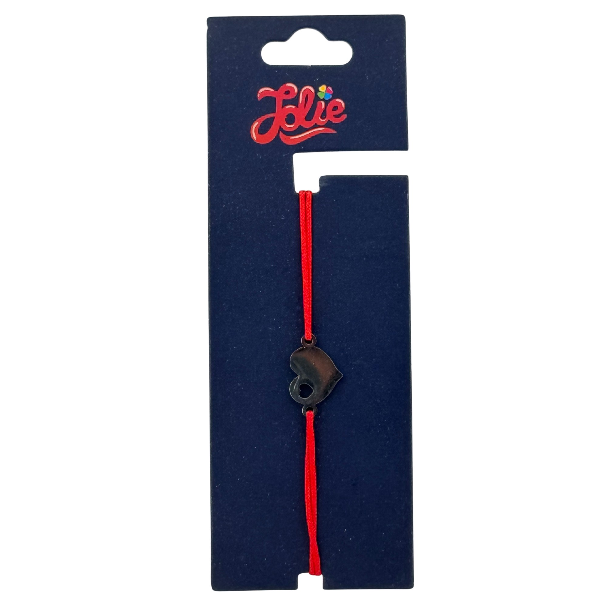 Martisor Bratara din Inox pentru Copii, Jolie, Textil si Inox, Snur Rosu, Model Inimioare, Argintiu [2]