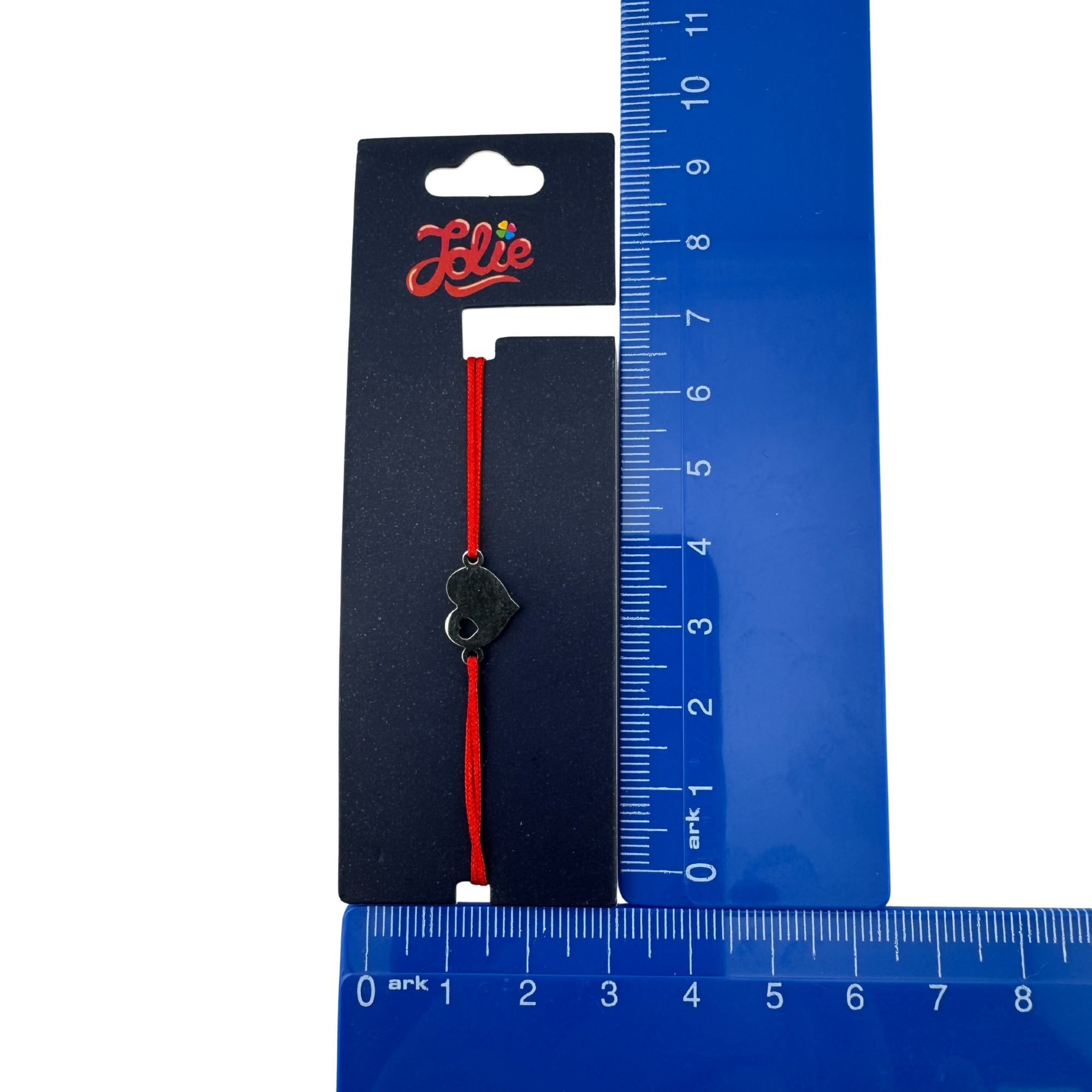 Martisor Bratara din Inox pentru Copii, Jolie, Textil si Inox, Snur Rosu, Model Inimioare, Argintiu [3]
