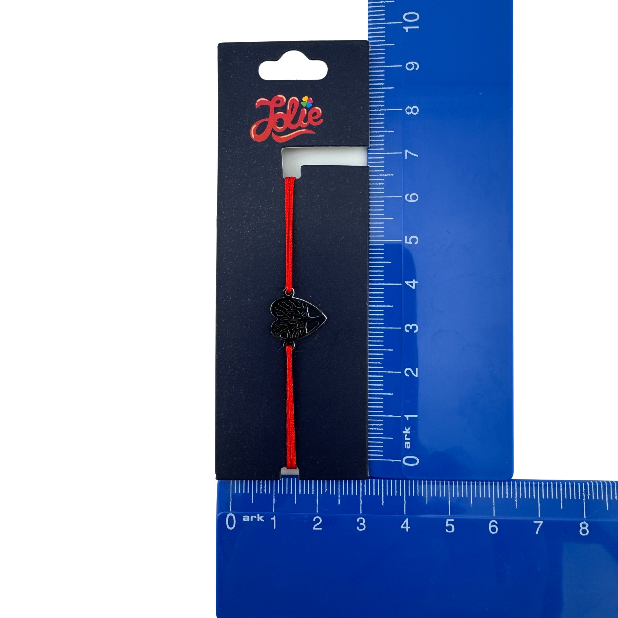 Martisor Bratara din Inox pentru Copii, Jolie, Textil si Inox, Snur Rosu, Model Inimioara, Argintiu [2]