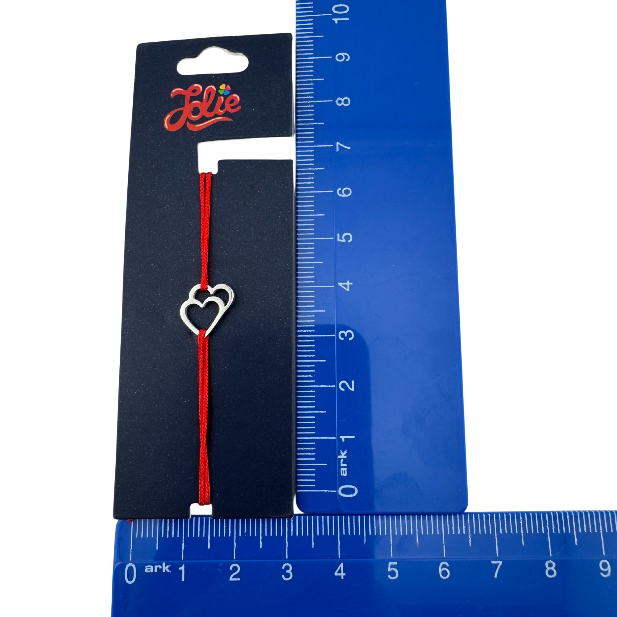 Martisor Bratara din Inox pentru Copii, Jolie, Textil si Inox, Snur Rosu, Model Inimi, Argintiu [2]