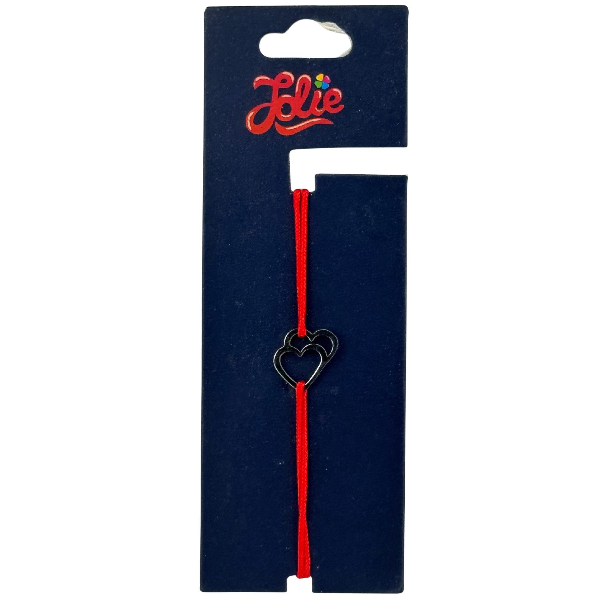 Martisor Bratara din Inox pentru Copii, Jolie, Textil si Inox, Snur Rosu, Model Inimi, Argintiu [1]